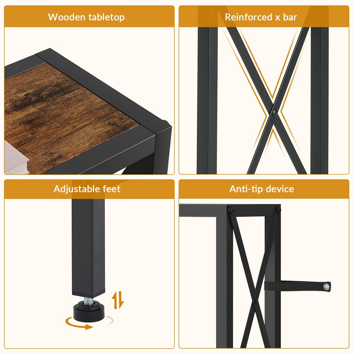 Gewudraw Narrow Console Table - 55.1" Sofa Table Behind Couch with Socket