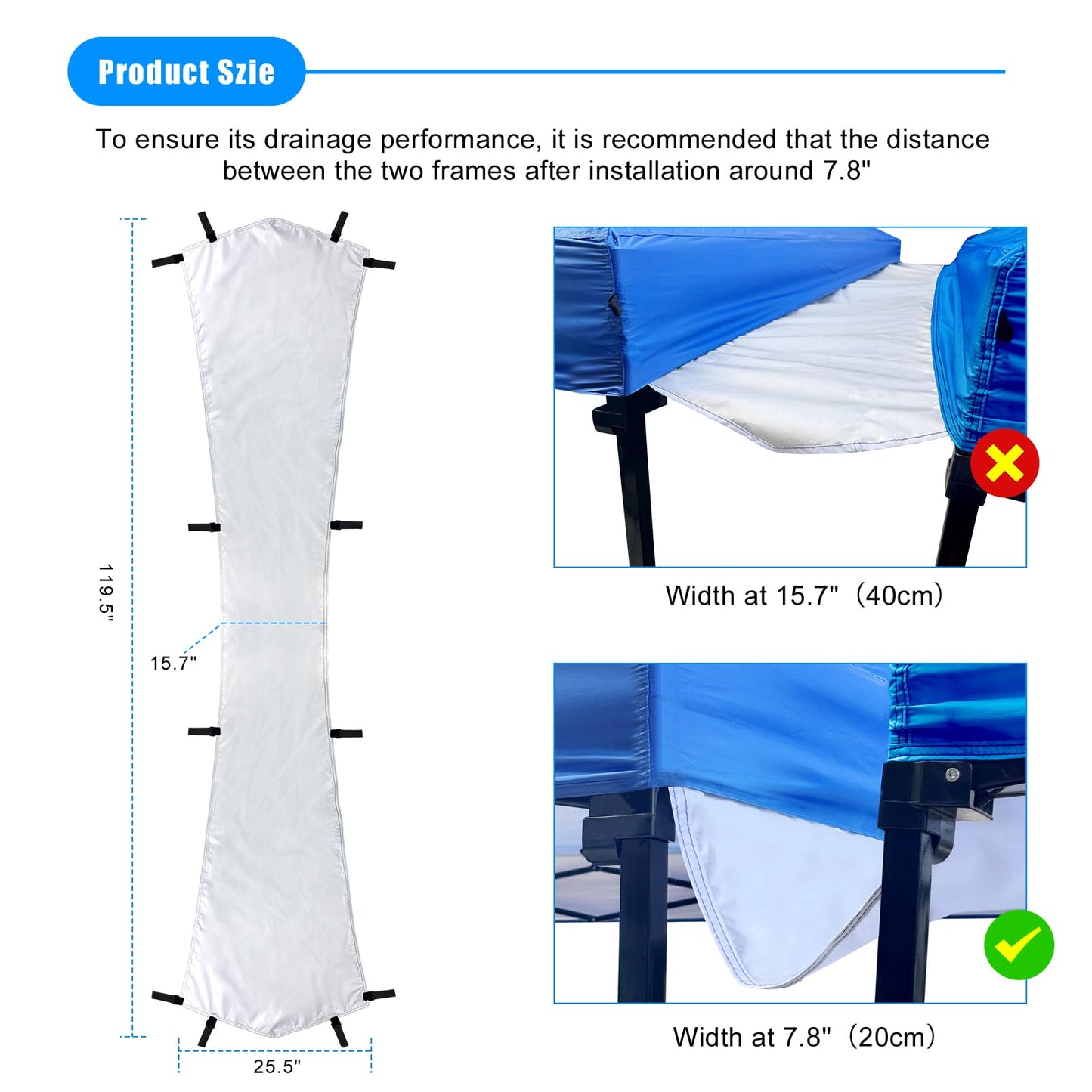 Joramoy 10 Feet Canopy Rain Gutter for Instant Pop Up Canopy, Canopy Tent Drainage Accessory Rain Gutter with Velcro Straps (White)