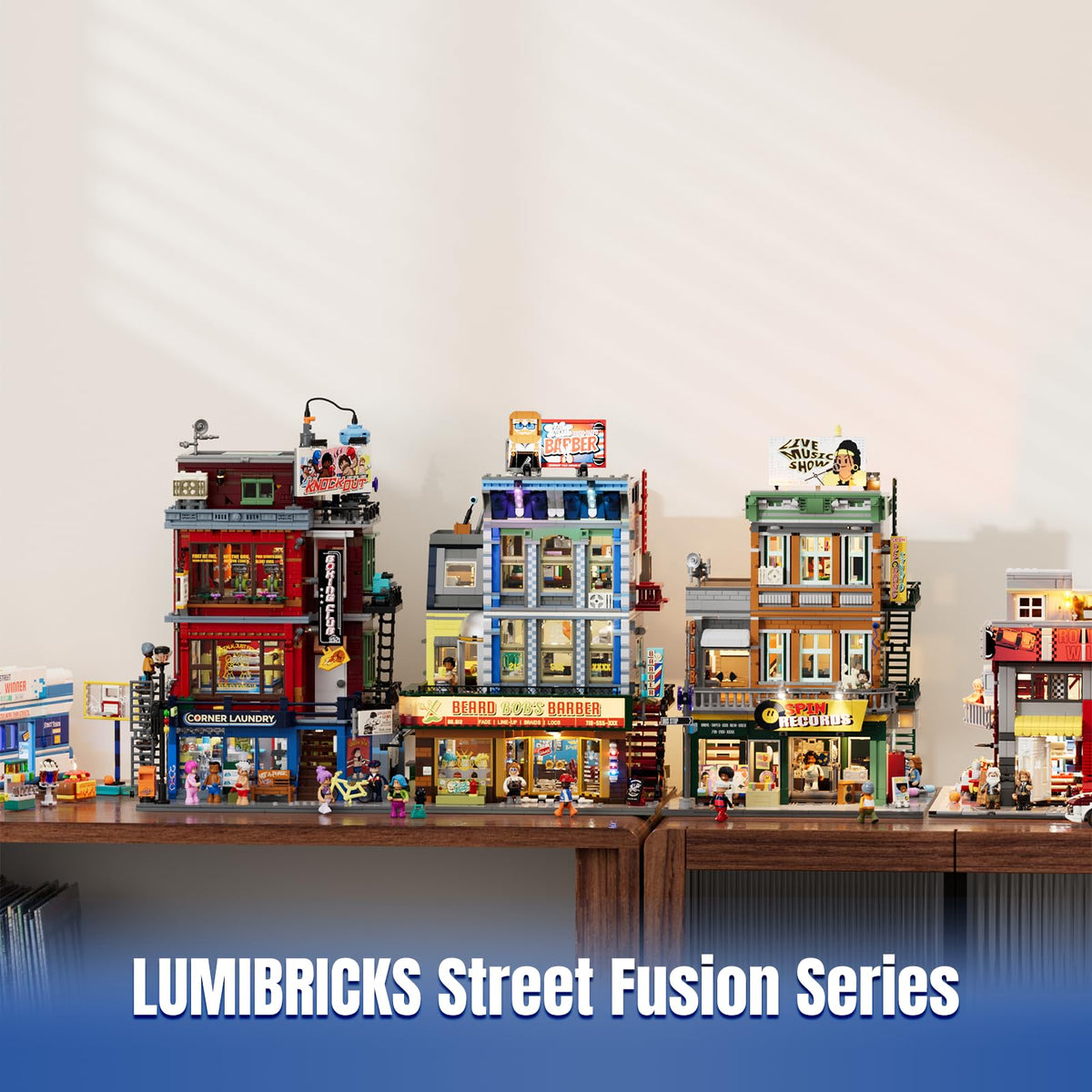 Lumibricks Barbershop Lighting Building Bricks Set, 2557 Pcs Modular Set