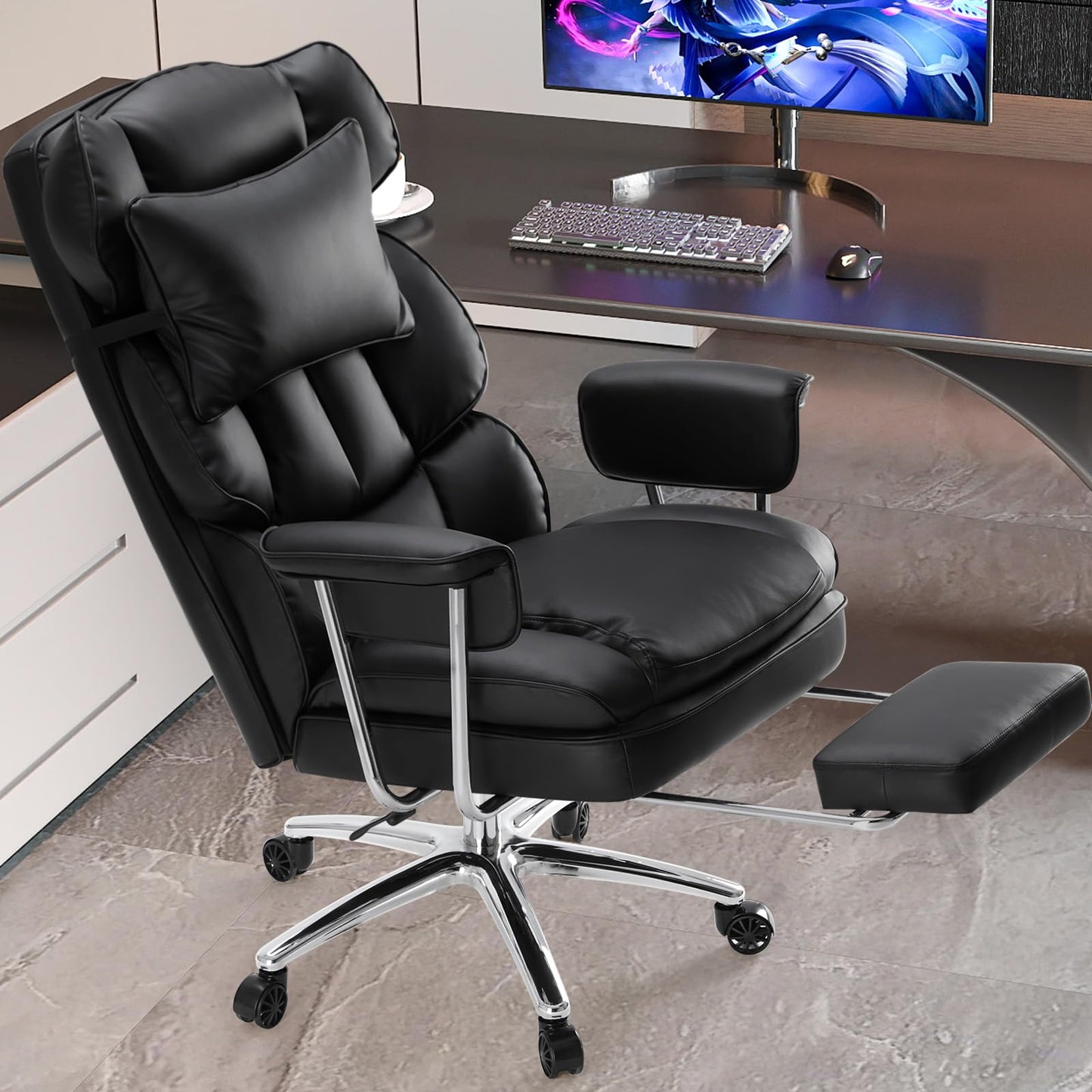 DUMOS Ergonomic Home Office Desk Chair, Executive Chair, PU Leather