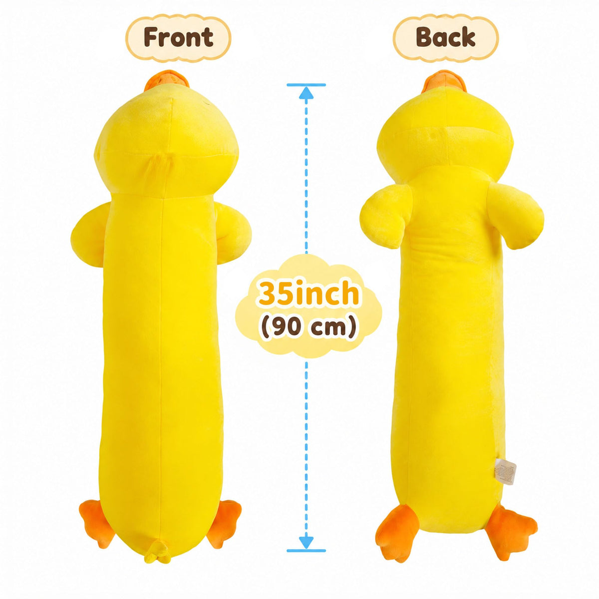 Fanunny Chick Long Stuffed Animal 35" Giant Yellow Chick Plush Body Pillow