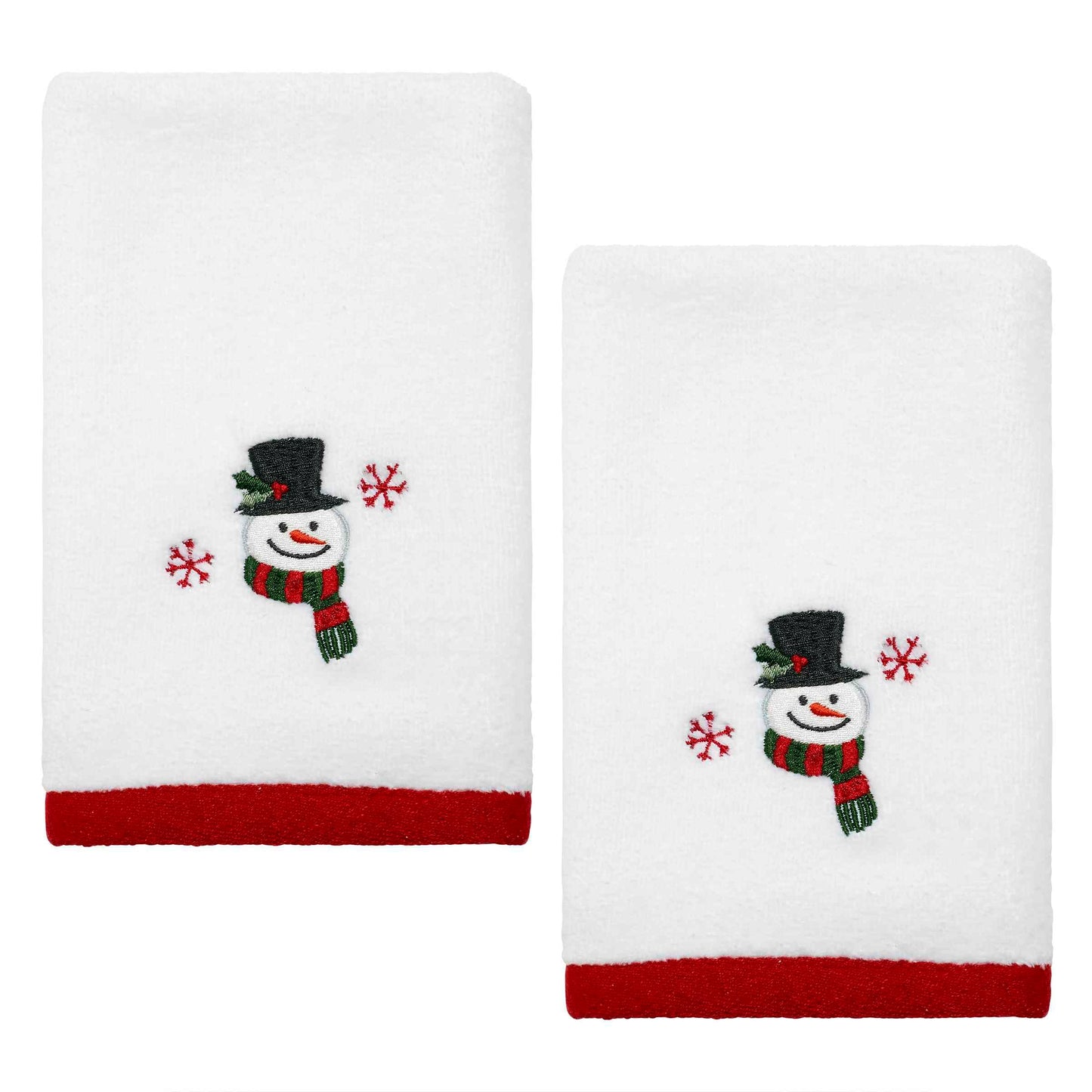 Avanti Linens - Fingertip Towels, Soft & Absorbent, Christmas Decorations, Set of 2 (Winter Snowman Collection)