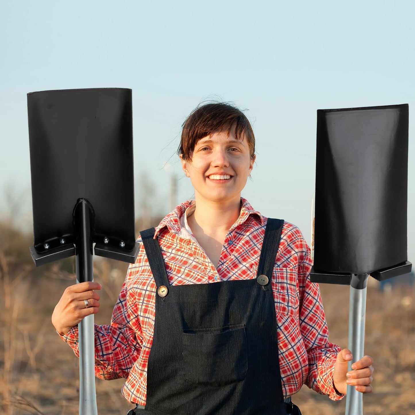 Oh Klyzo 2 Pcs All Steel D-Grip Handle Spade, Two Removable Footpads 13 Inch Blades, Seedling Shovels, Steel Garden Shovels for Shoveling, Prying and Planting