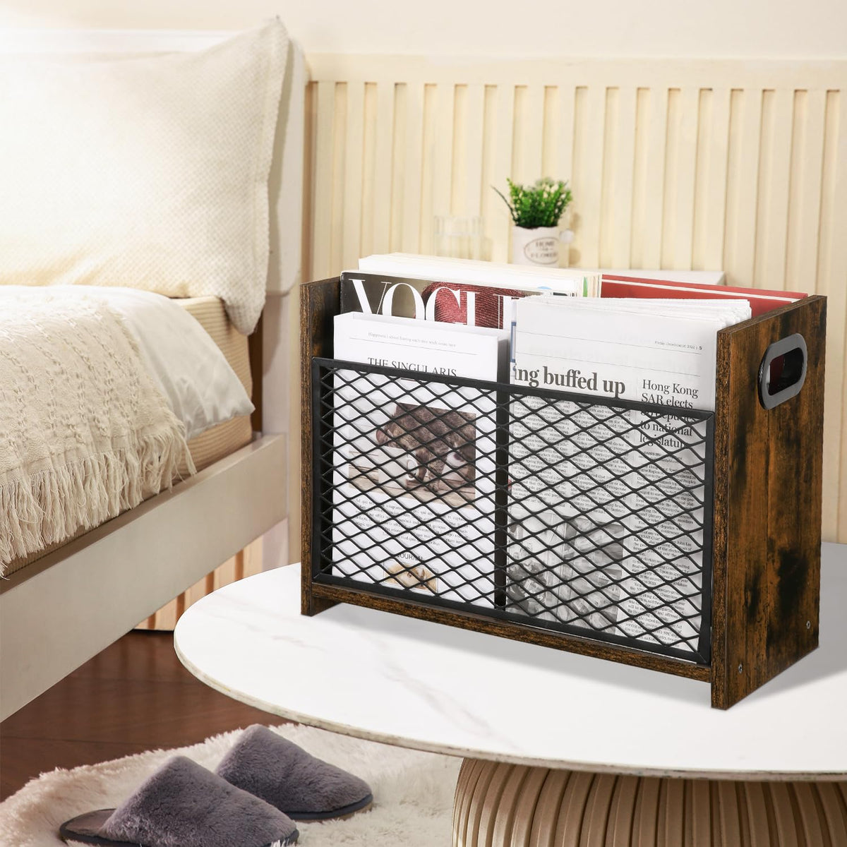 YINMIT Magazine Holder, Large Magazine Rack Floor, Book Storage Basket