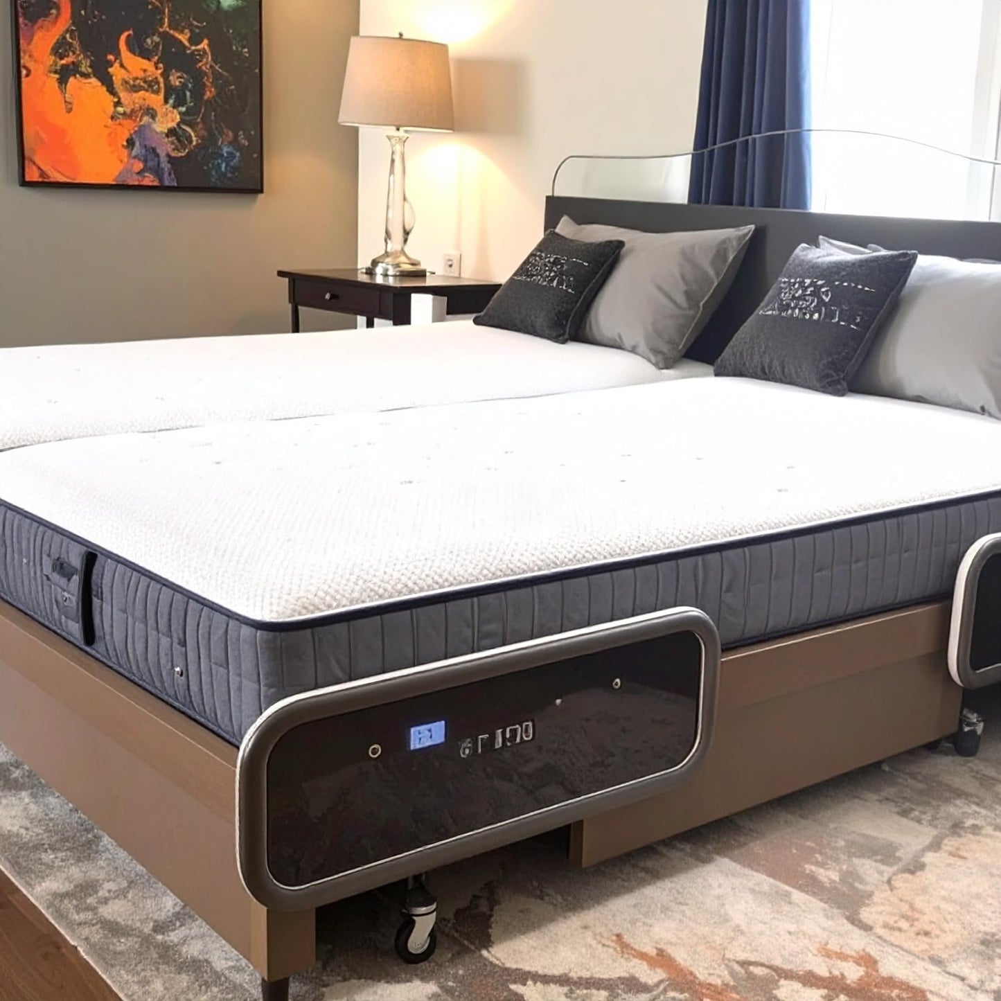 SmartBD Adjustable Split Mattress Plush 9" Memory Foam Hybrid Mattress,for Adjustable Bed Mattress,Upgrade Individually Pocket Springs,Breathable Pressure-Relieving Foam (Split Queen)
