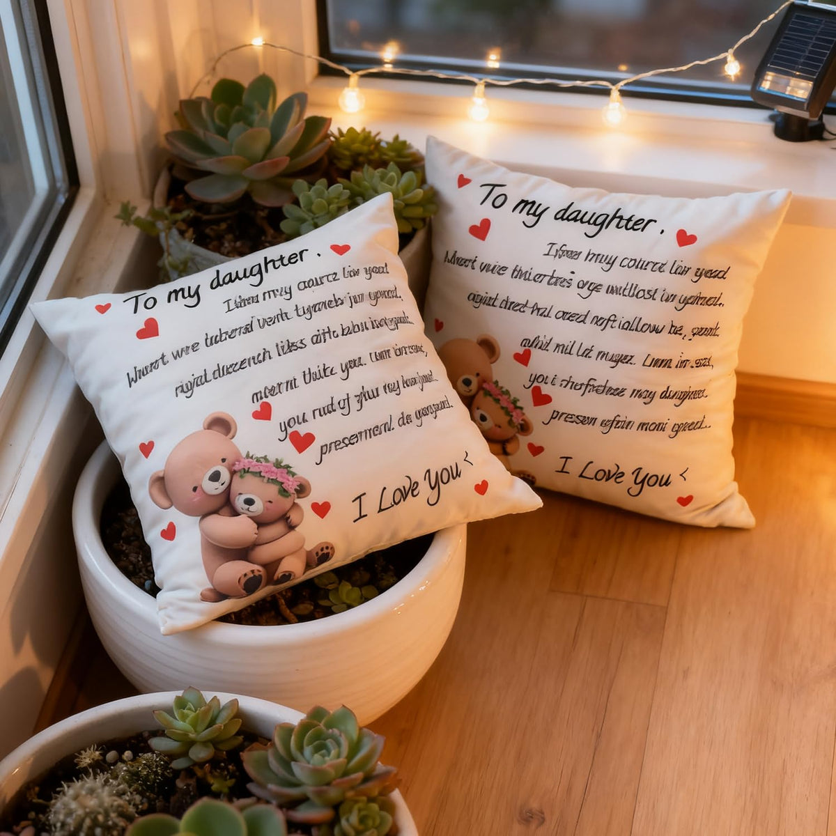 ZJRUIXI to My Daughter Throw Pillow Cover, 18 x 18 Inches - Girl's Birthday Gift, Parent-Child Interaction Gift, Decorative Cushion Case for Bedroom & Sofa, A Gift from Mom and Dad (Daughter)