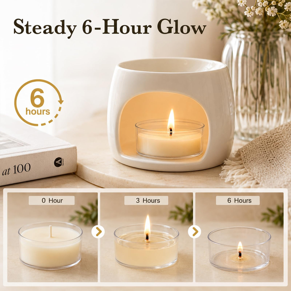 Soy Tealight Candles 50 Pack,6-Hour Unscented Small Votive Candles