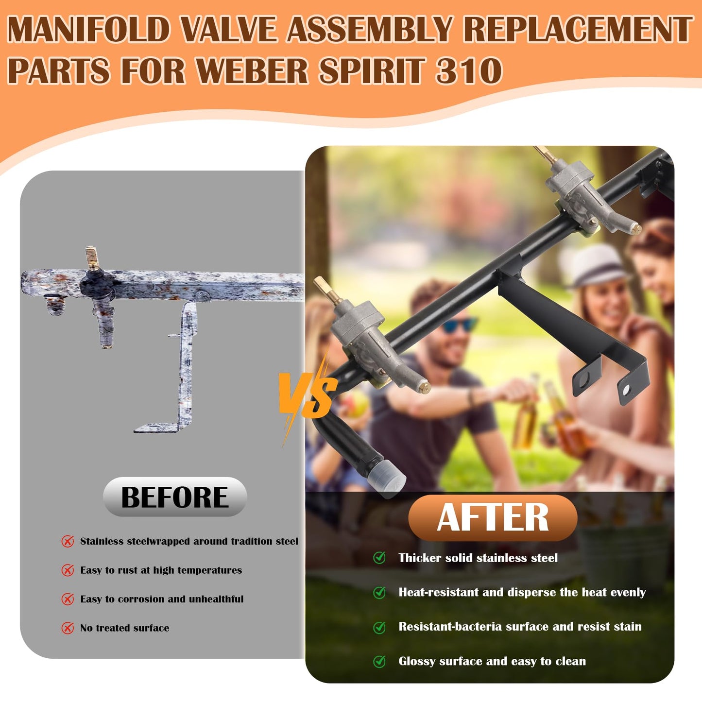 Manifold Valve Assembly Replacement Parts 67033 for Weber Spirit 310/315 Series, Gas Grill Burner Control Valve for Weber Spirit E-310 E-315 S-315 E-310, Replace for 69774 Parts - Propane(LP)