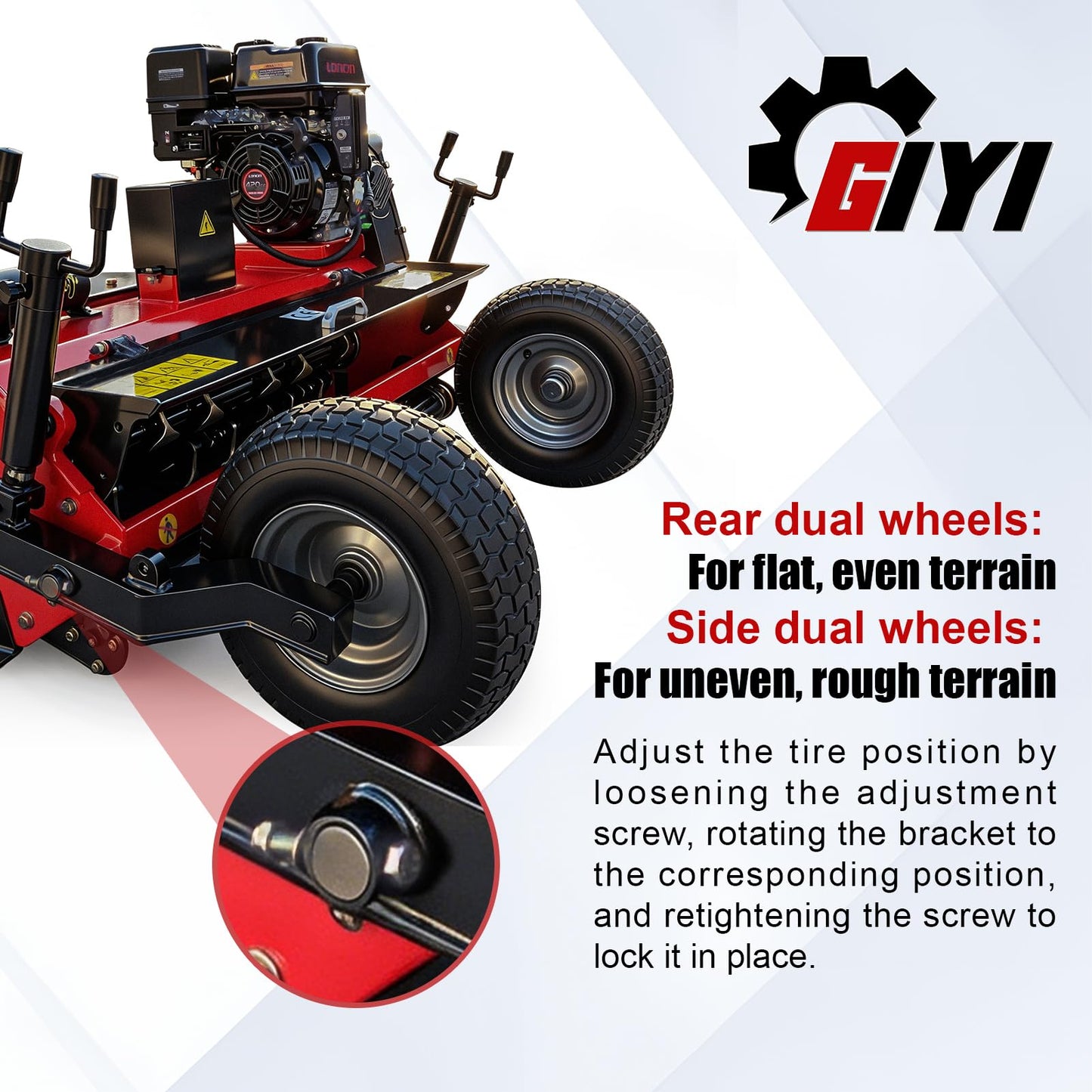 GIYI 47.24" Tow-Behind ATV Offset Flail Mower, 15HP 420cc E-Start Gas Engine Powered, All Terrain Weed Whacker Brush Cutter for Garden, Hillside, Farm, Orchard & Heavy Grass