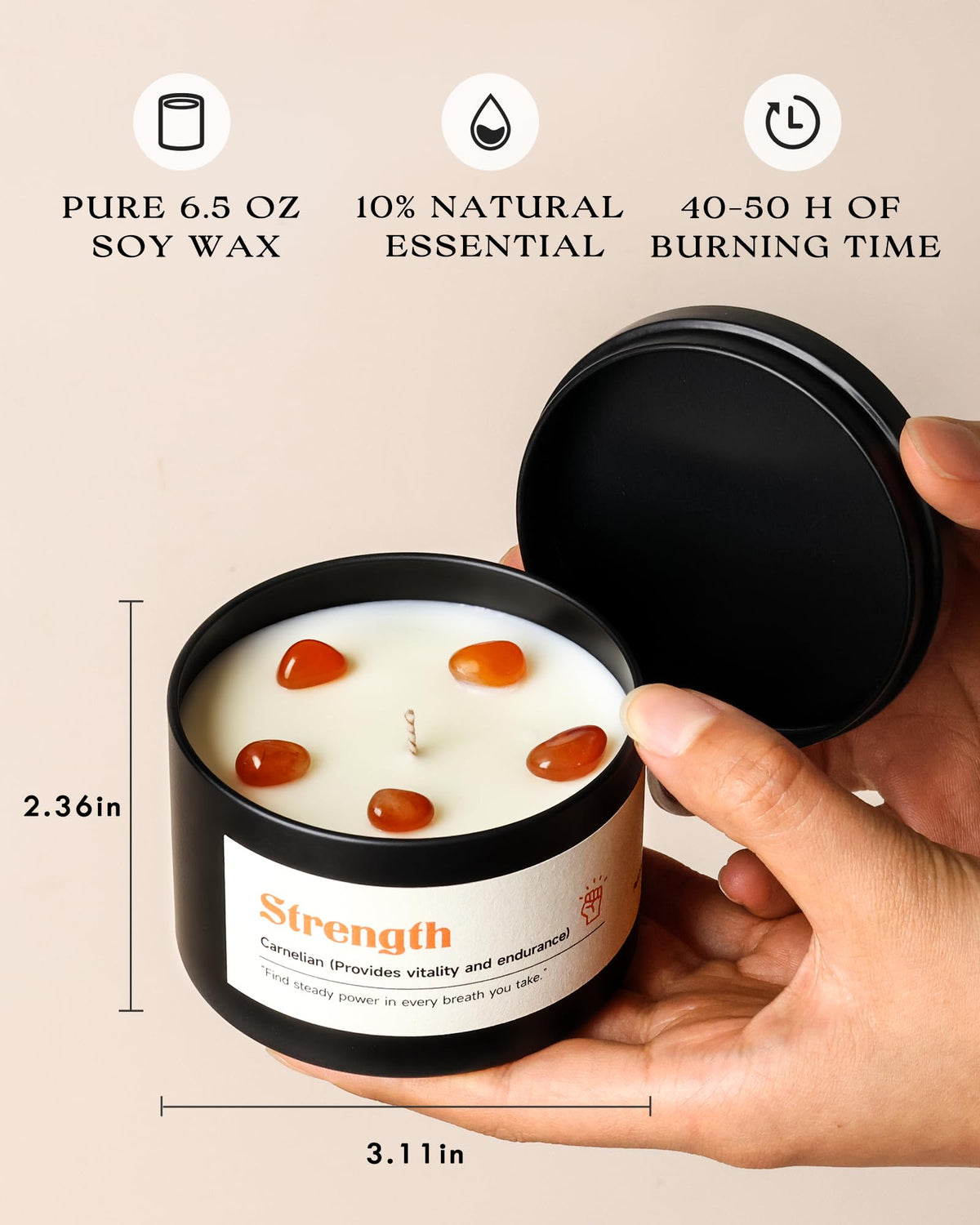 AOOVOO Crystal Empower Candles Set for Women - Soy Candle for Home Scented