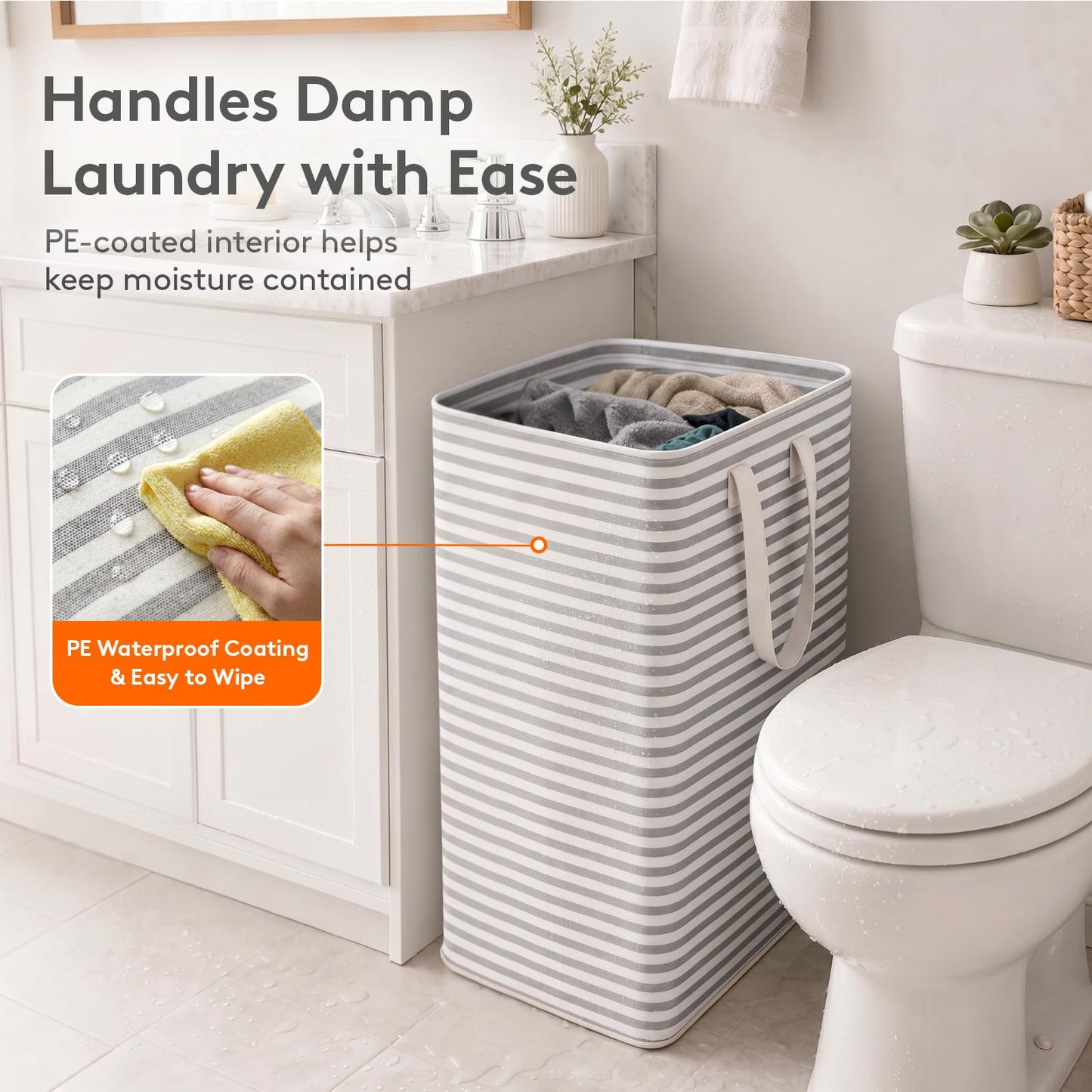Lifewit 80L Large Laundry Baskets, 2 Pack, Reinforced Handles, Grey