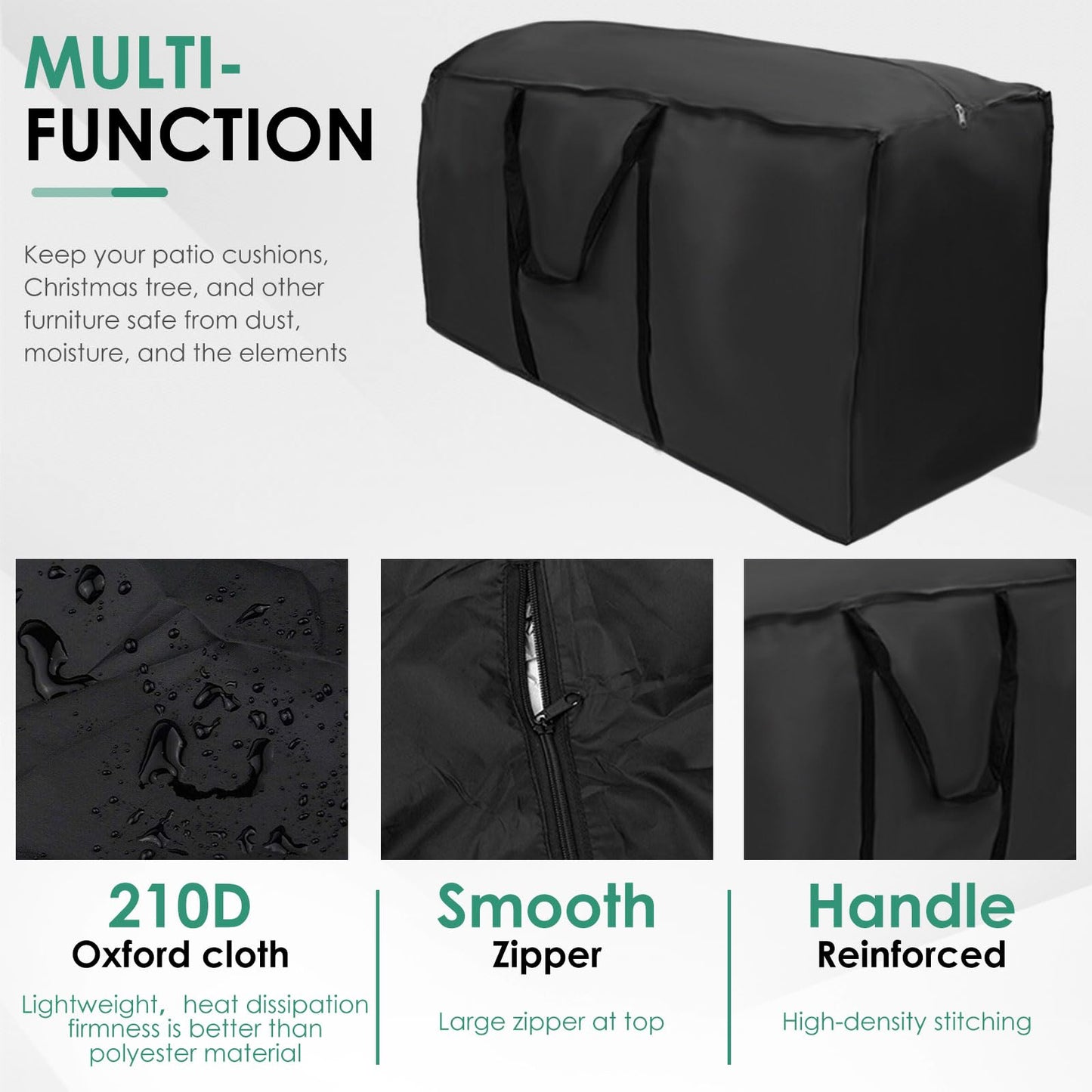 2 Pack Patio Furniture Storage Bag Extra Large Protective Cushion Cover with Zippered Waterproof for Patio Furniture with Zippers and Handles Size 68 inch L x 30 inch W x 20 inch H (2)