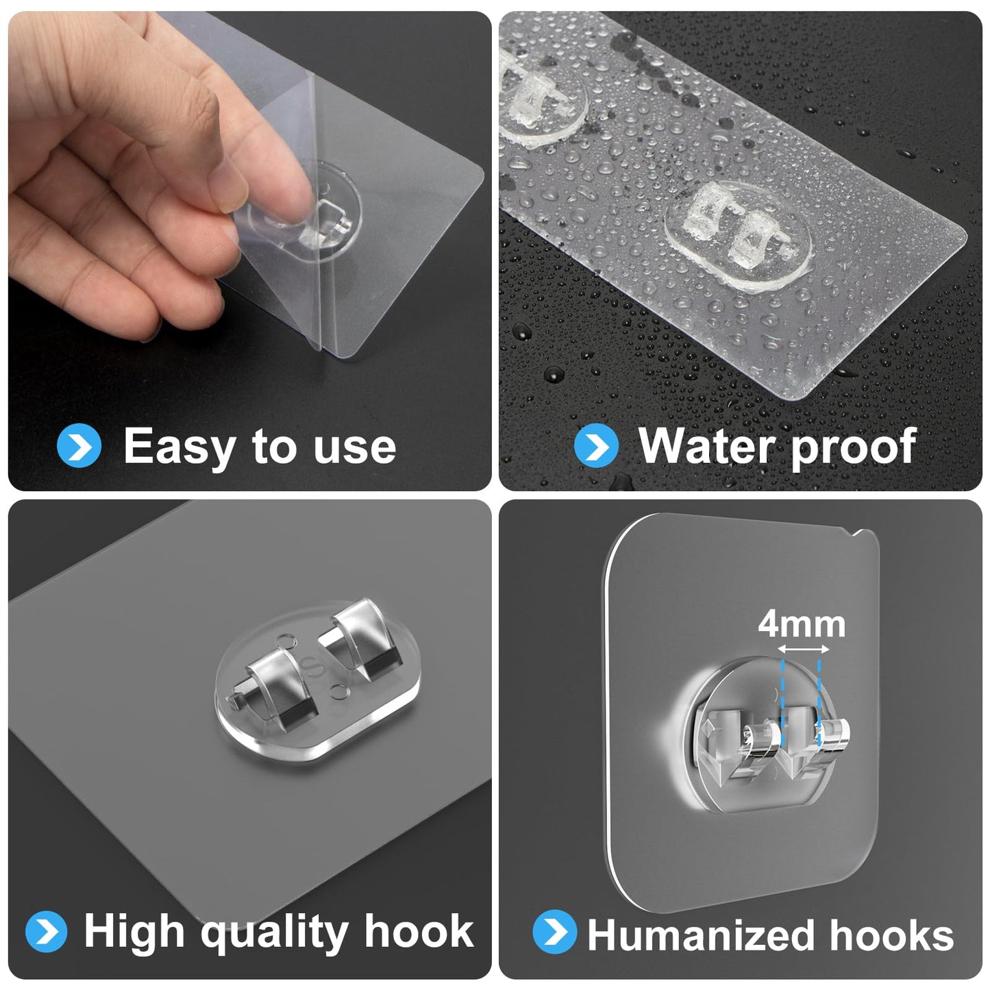 Lsnisni 14 Pack Shower Caddy Adhesive Replacement, Strong Adhesive Hooks, Waterproof Shower Adhesive Strips, No Drilling, for Bathroom Storage Shelves and Kitchen Racks