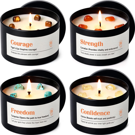 AOOVOO Crystal Empower Candles Set for Women - Soy Candle for Home Scented