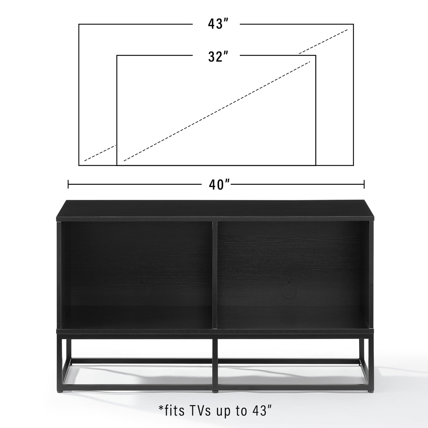 Crosley Furniture Enzo Medium Vinyl Record Storage TV Stand and Entertainment Center, Media Console, Black