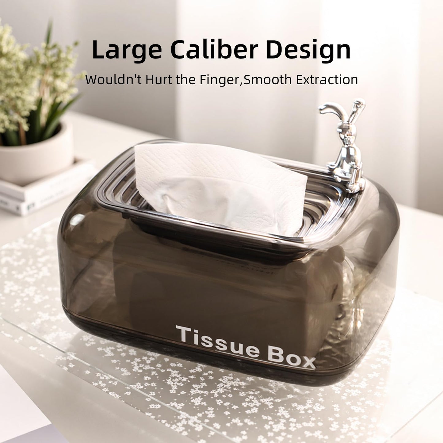 JoyfulSight Tissue Box Cover,Automatic Sinking Tissue Box Holder,Napkin Holder Home Decor for Tabletop Night Stands Bathroom Office,7.87 * 5.31 * 4.13inch (Black)
