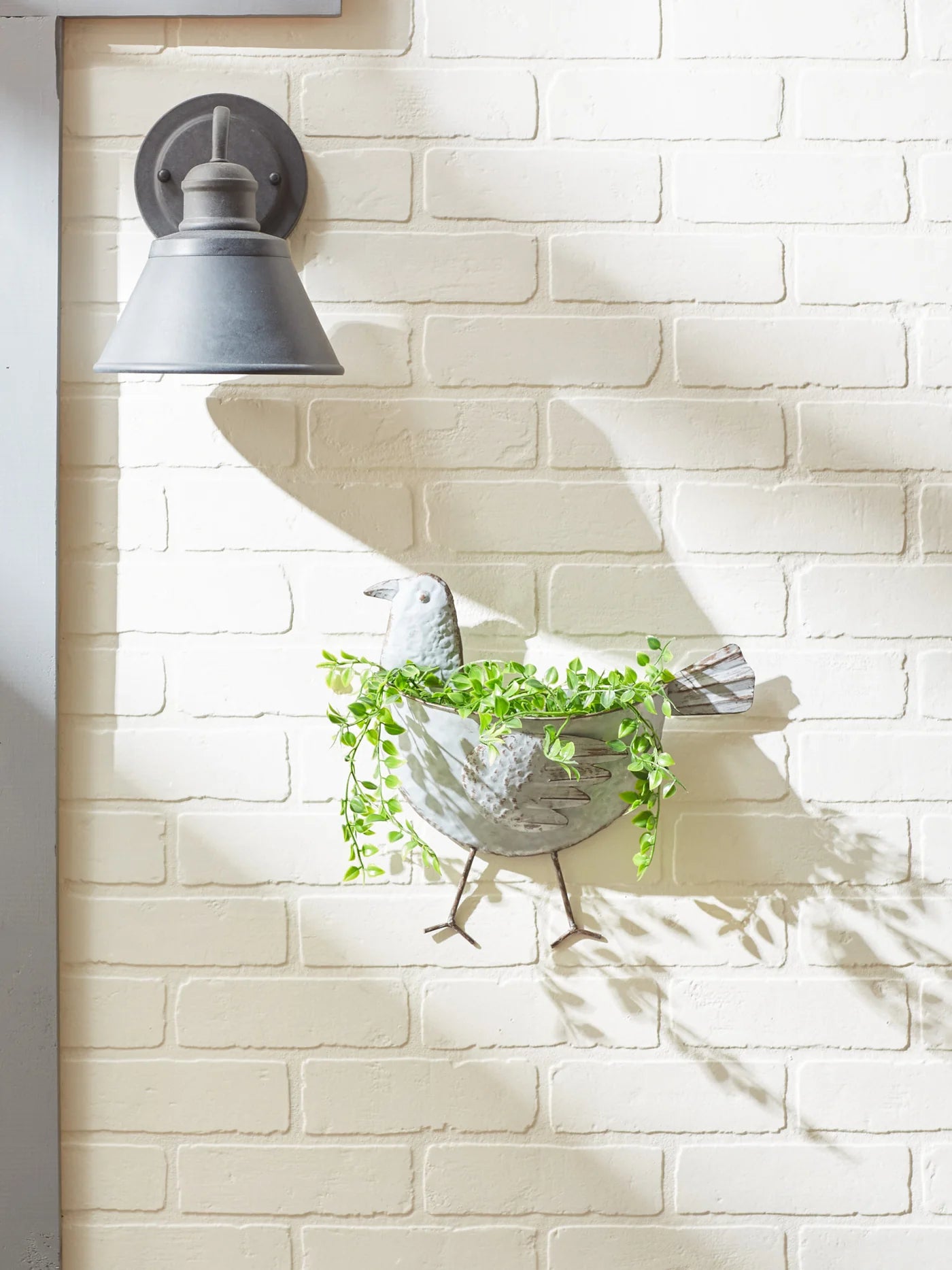 BIRD GALVANIZED WALL PLANTER