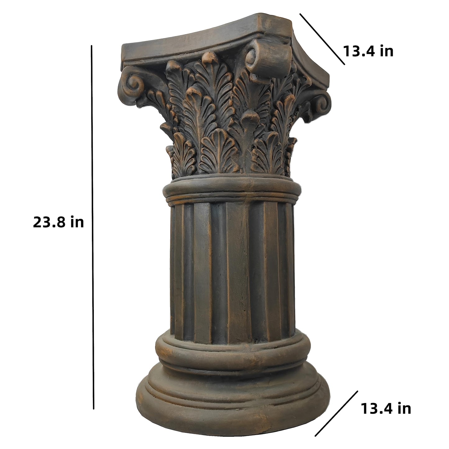 OUTOUR Exquisite Magnesium Oxide Corinthian Greek Column Pillar with Stand Base Pedestal for Indoor Outdoor Garden Pedestals Backyard Courtyard Patio Office Decor23.8’’High,Dark Bronze