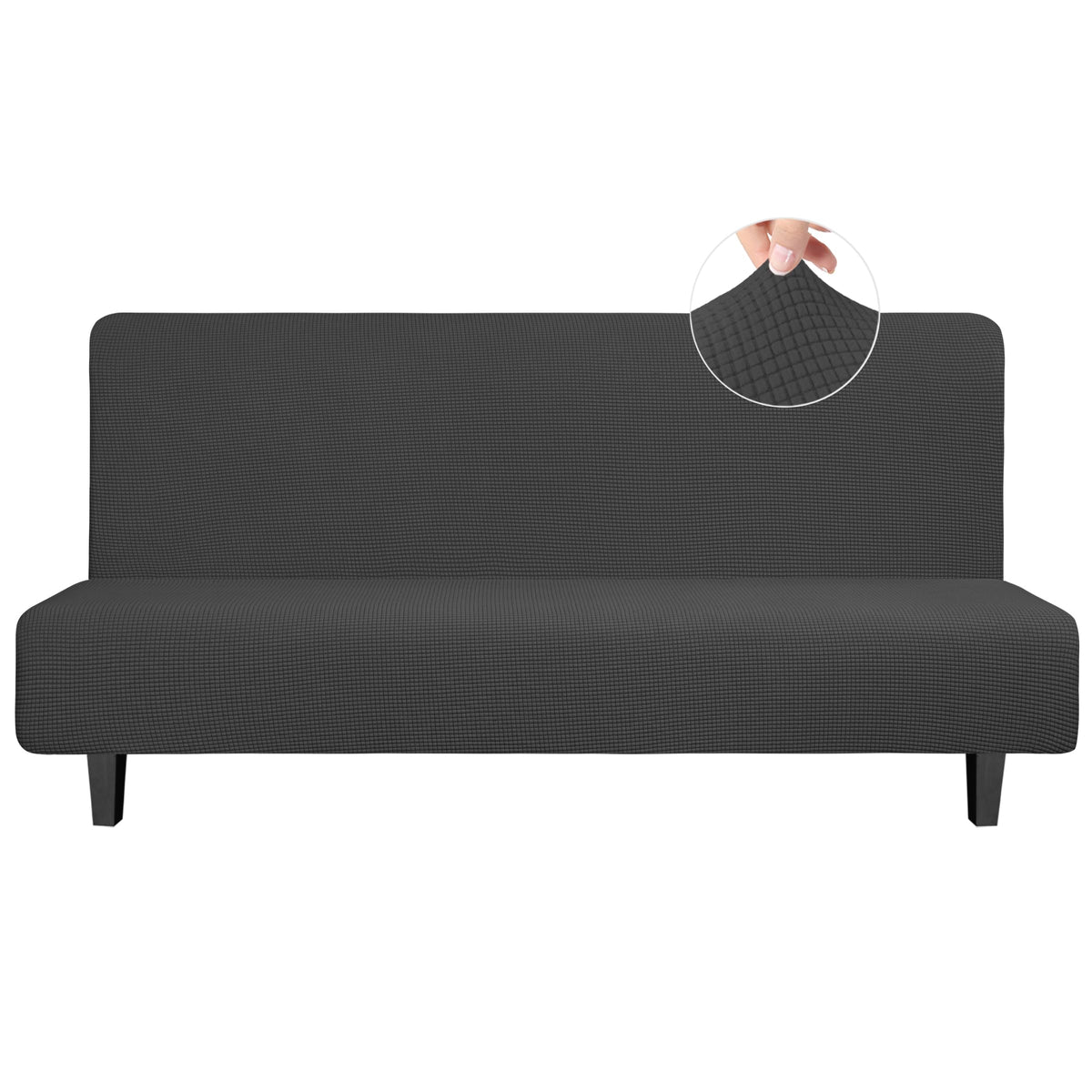 Easy-Going Stretch Large Futon Slipcover Armless Futon Cover Dark Gray