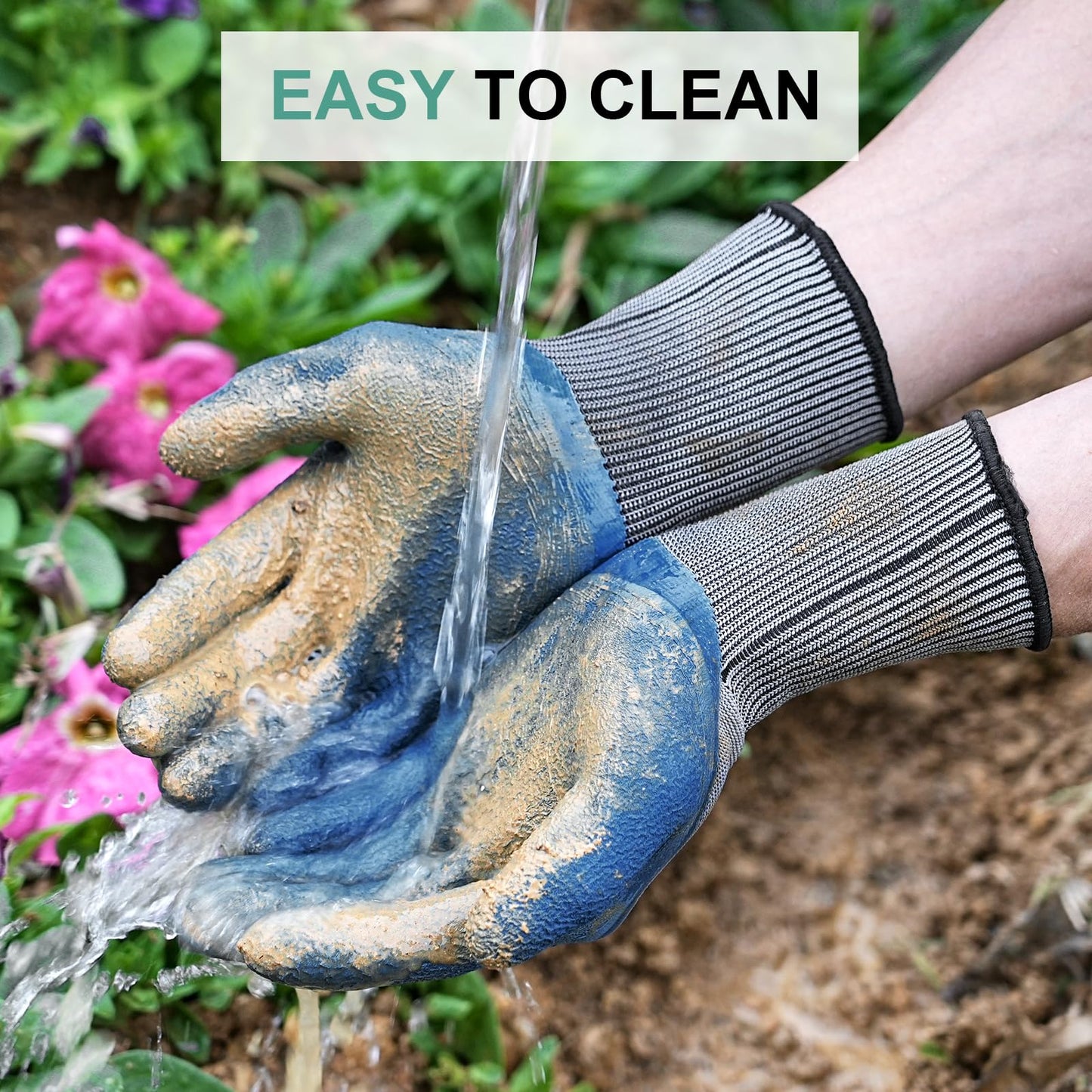Gardening Gloves for Women Men - 6 Pairs Thorn-Proof Breathable Hard-wearing Latex Coated Garden Gloves for Women , Indoor/Outdoor Activities Protective Working Gloves with Grip, Blue & Grey