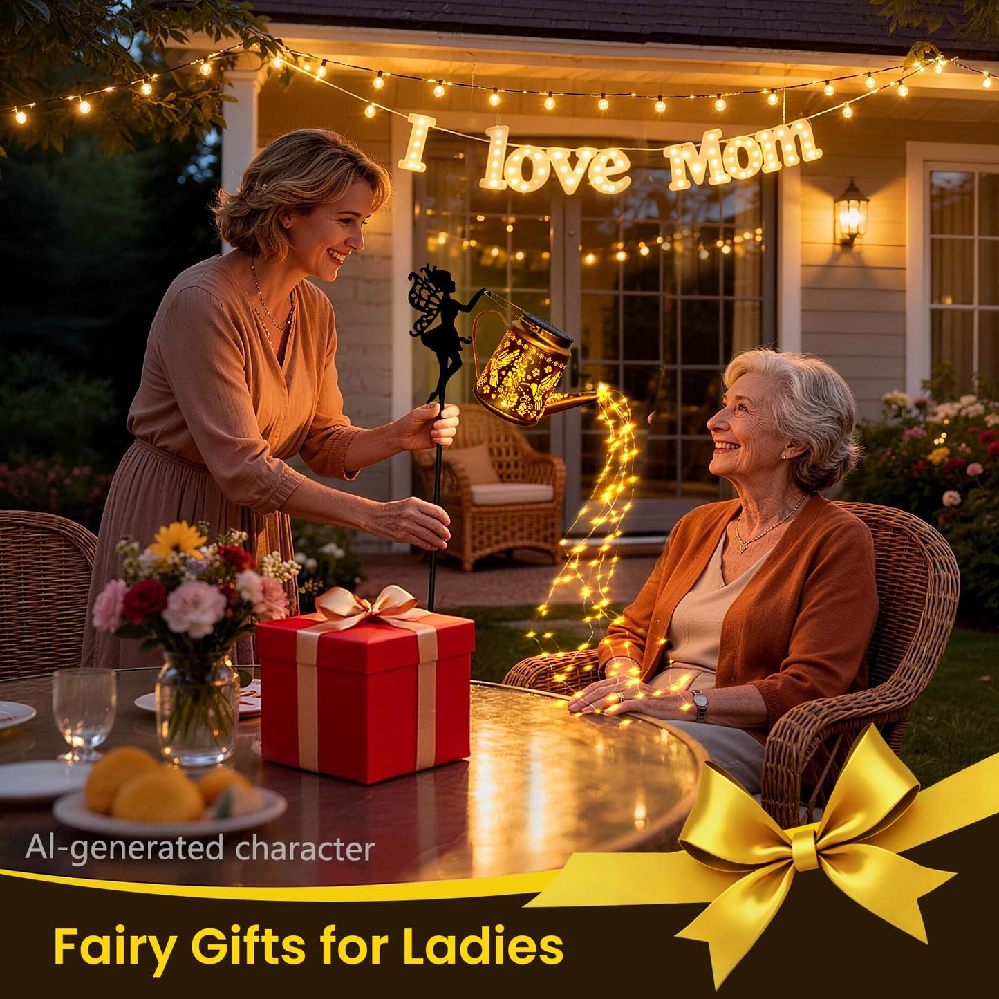 X-PREK Solar Lights Outdoor Waterproof, Fairy Solar Garden Lights Outdoor Decoration, Hummingbird Solar Watering Can Light Gardening Gifts for Mom Grandma 2 Packs