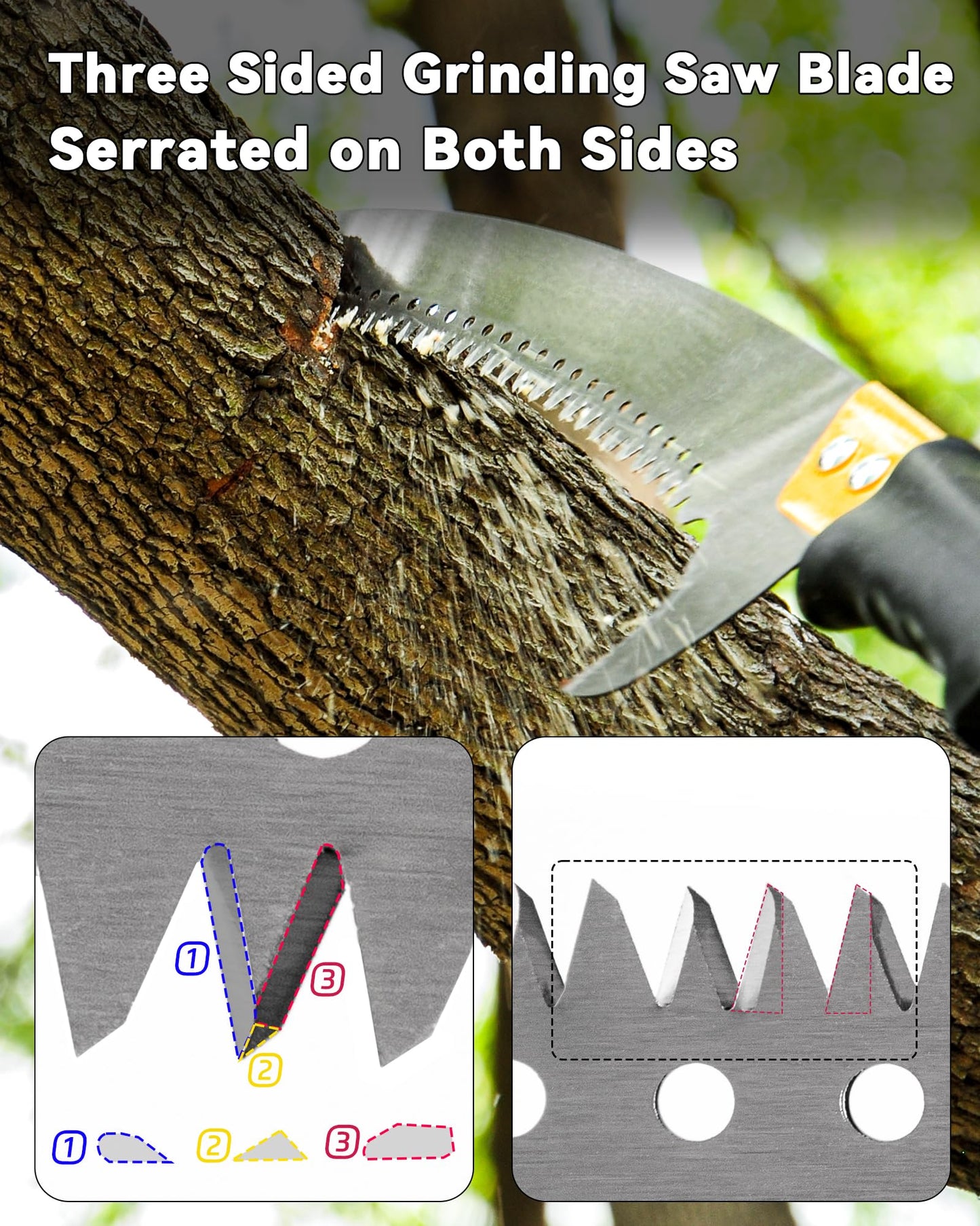 BlumeTrec 14.5FT Pole Saw with Adjustable Length for Tree Trimming, Lightweight Manual Pruning Saw with Mn Steel Blade, Long Extension Branch Cutter Pole Pruner for Yard, Garden, Patio & Forestry Use
