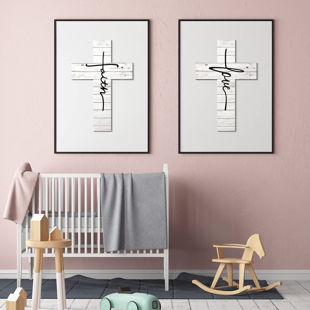 Jetec 3 Pcs Easter Faith Love Hope Cross Sign Crosses Wall Decor,White