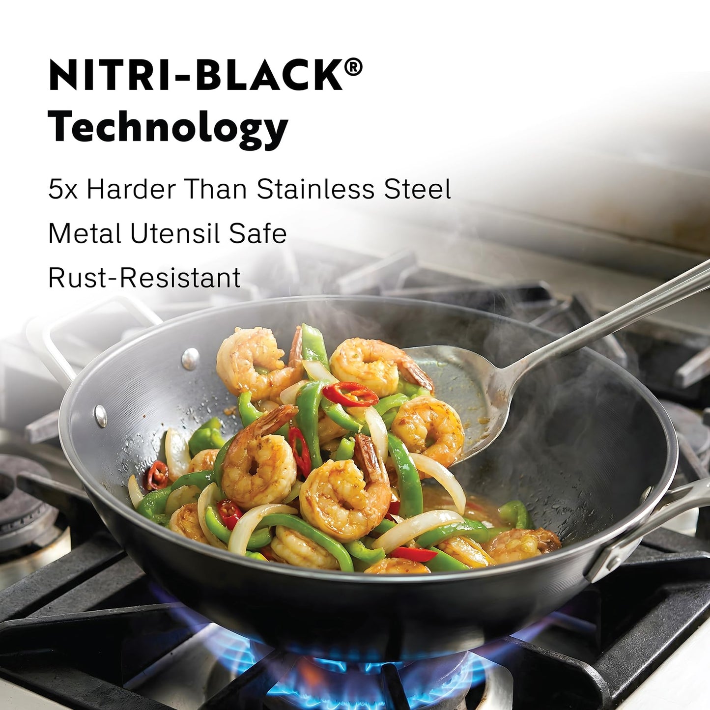 PROCASA 13 Inch Tri Ply Carbon Steel Wok Pan - Naturally Nonstick, Nitrided Carbon Steel - Lightweight, Non Toxic Cookware, No Coatings - Induction Wok, Oven, Outdoor Grill Cooking