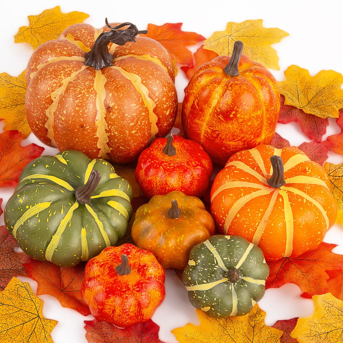 DomeStar 38 PCS Fake Pumpkin Set, 8 PCS Pumpkins for Decorating, Fall Table