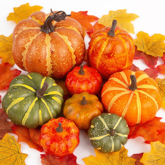 DomeStar 38 PCS Fake Pumpkin Set, 8 PCS Pumpkins for Decorating, Fall Table