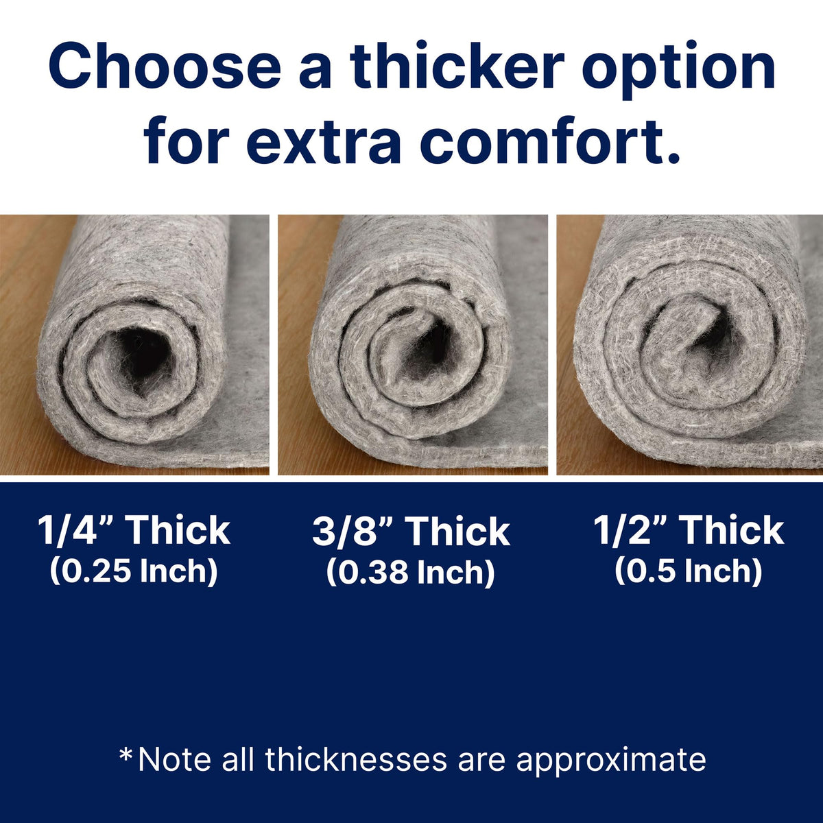 RUGPADUSA - Basics - 8'x10' - 1/4" Thick - 100% Felt - Protective Cushioning Rug Pad - Safe for All Floors and Finishes Including Hardwoods