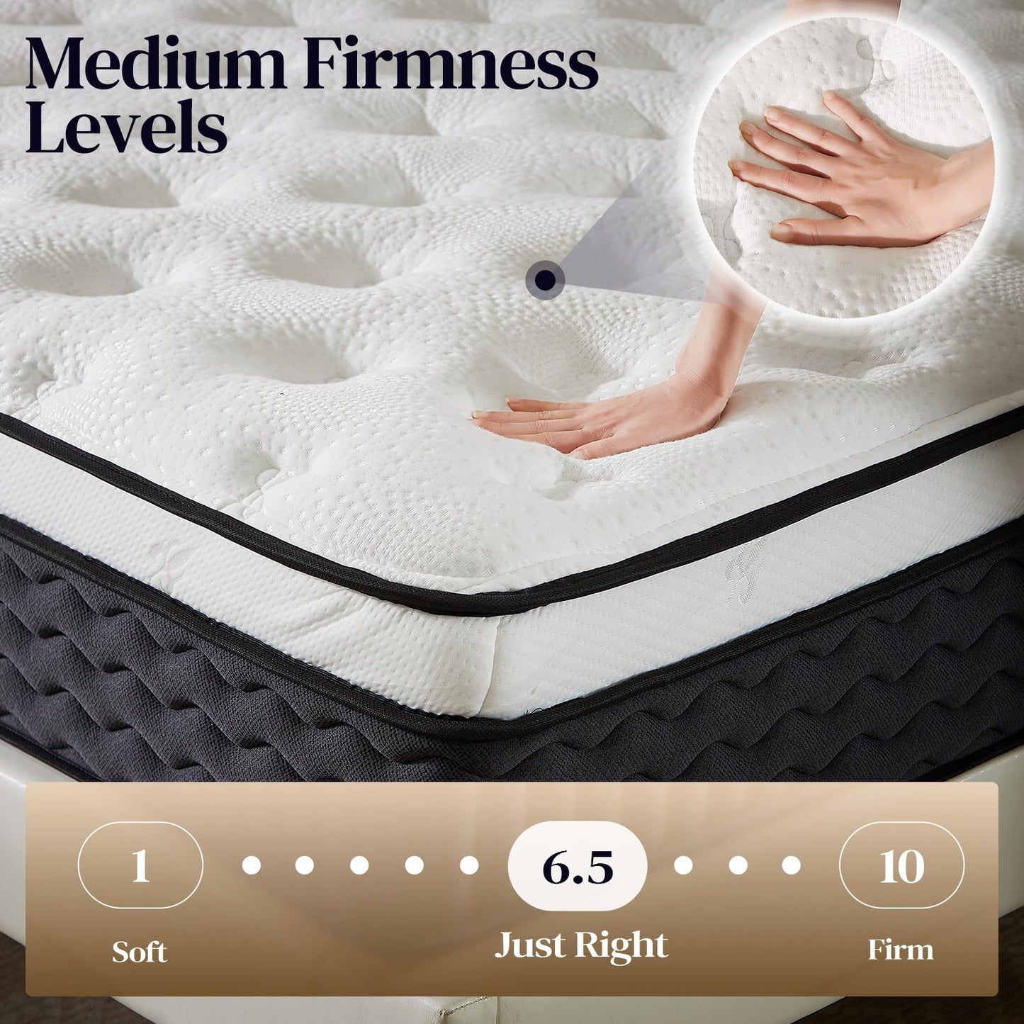 Queen Mattress 12 Inch,Medium Firm Hybrid Queen Size Mattress in a Box, Memory Foam with Individual Pocket Springs, Upgrade Zoned Support, Motion Isolation&Pressure Relief, CertiPUR-US