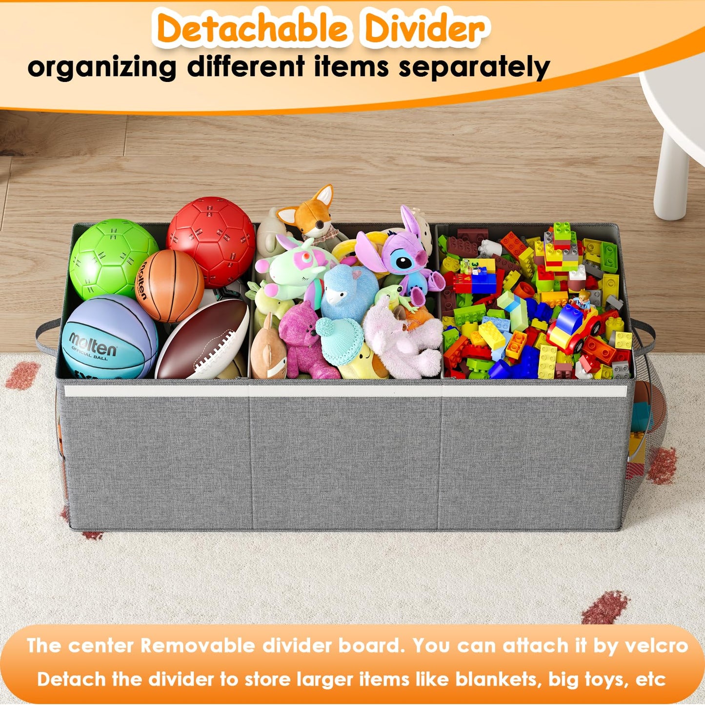 Fineonly Extra Large Toy Box Chest with Lid, Kids Toy Storage Organizer for Boys Girls, Big Toy Bin Basket Extra Large Toy Storage Box for Living Room Playroom Nursery (40" x14" x16")