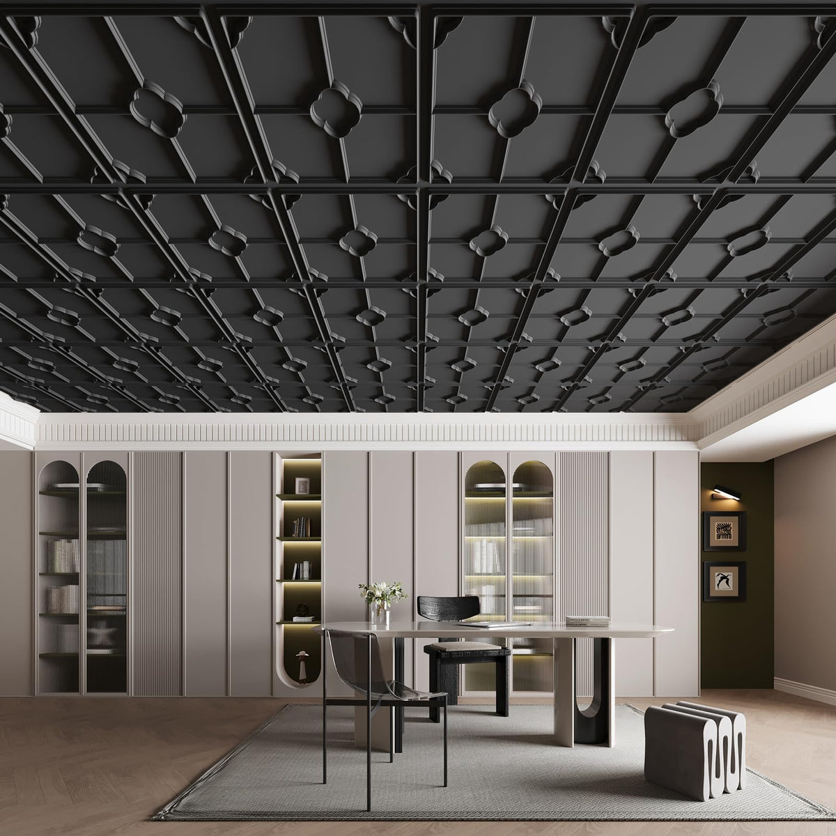 Art3d Drop Ceiling Tiles for Suspended Grid, 2 x 2 ft, 12-Pack, Black