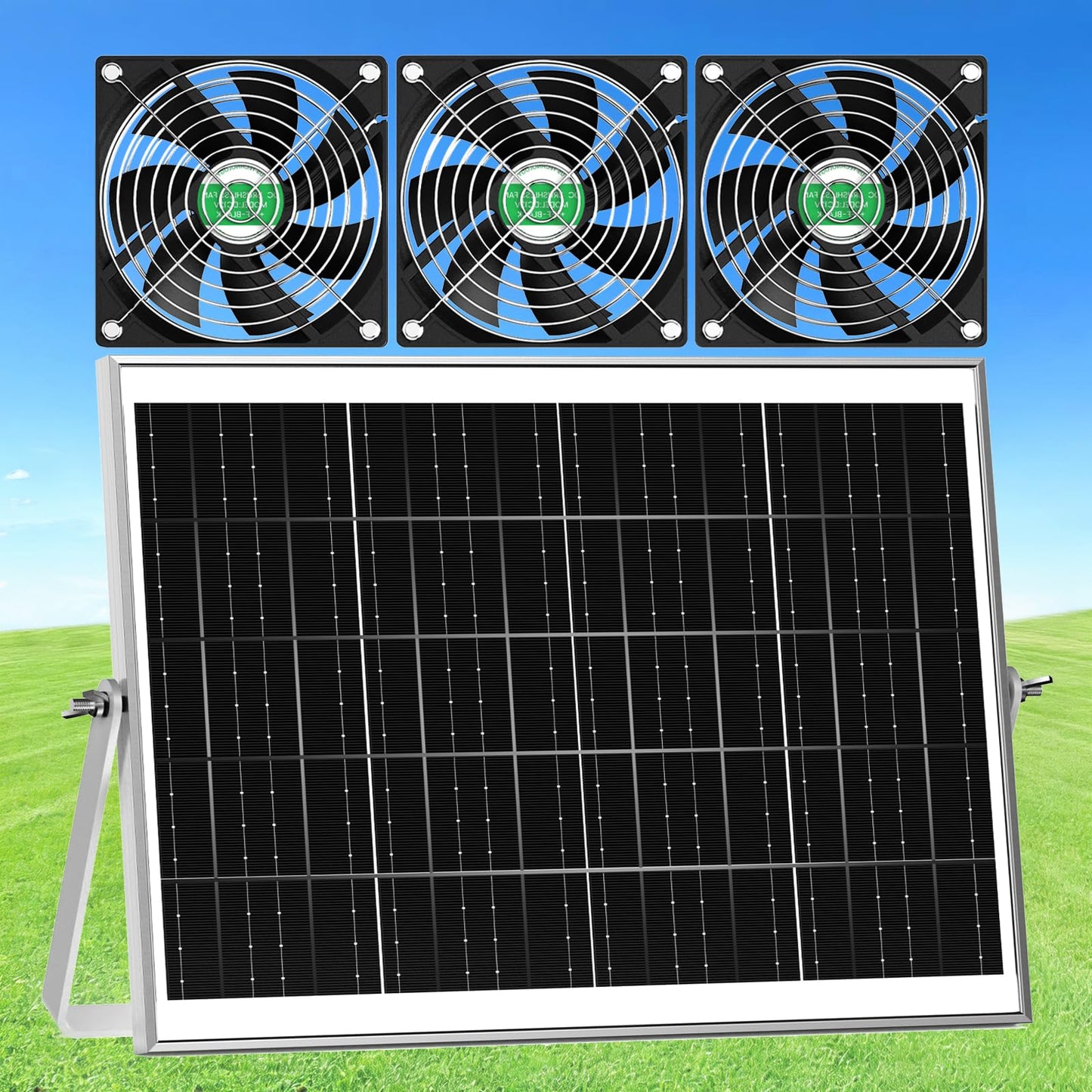 ZIZIWIN Solar Chicken Coop Fan 3 Kit, 25W Solar Powered Greenhouse Fan Outdoor Waterproof, Solar Exhaust & Intake Fans, Strong Airflow for Shed Dog House Circulation Ventilation Cooling, No Battery