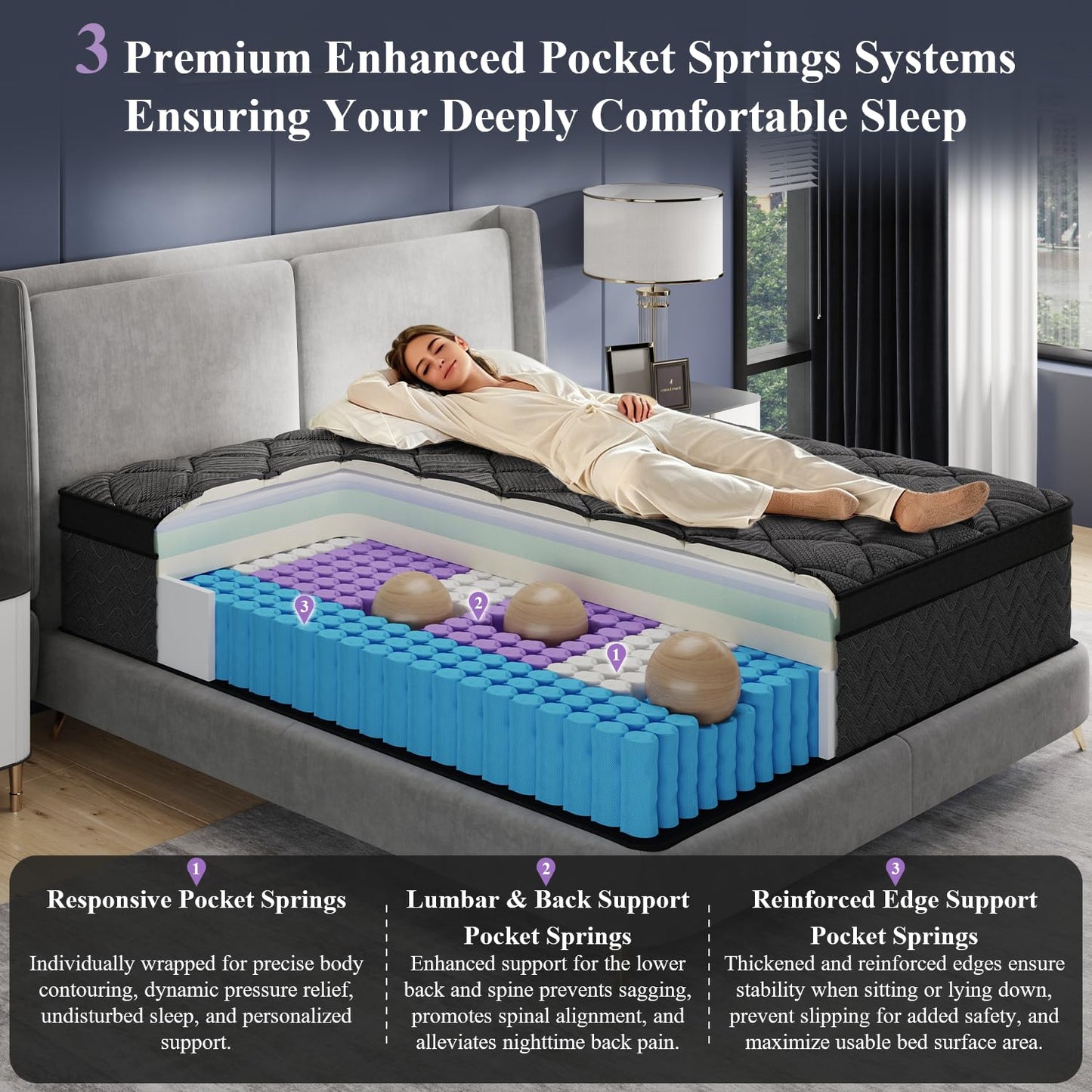 California King Size Mattress (Upgraded), 12 Inch Luxury Hybrid Cal King Mattress in a Box, Cooling Gel Memory Foam & Pocket Springs, Medium Firm, Back Pain Relief, Extra Edge Support, 365-Night Trial