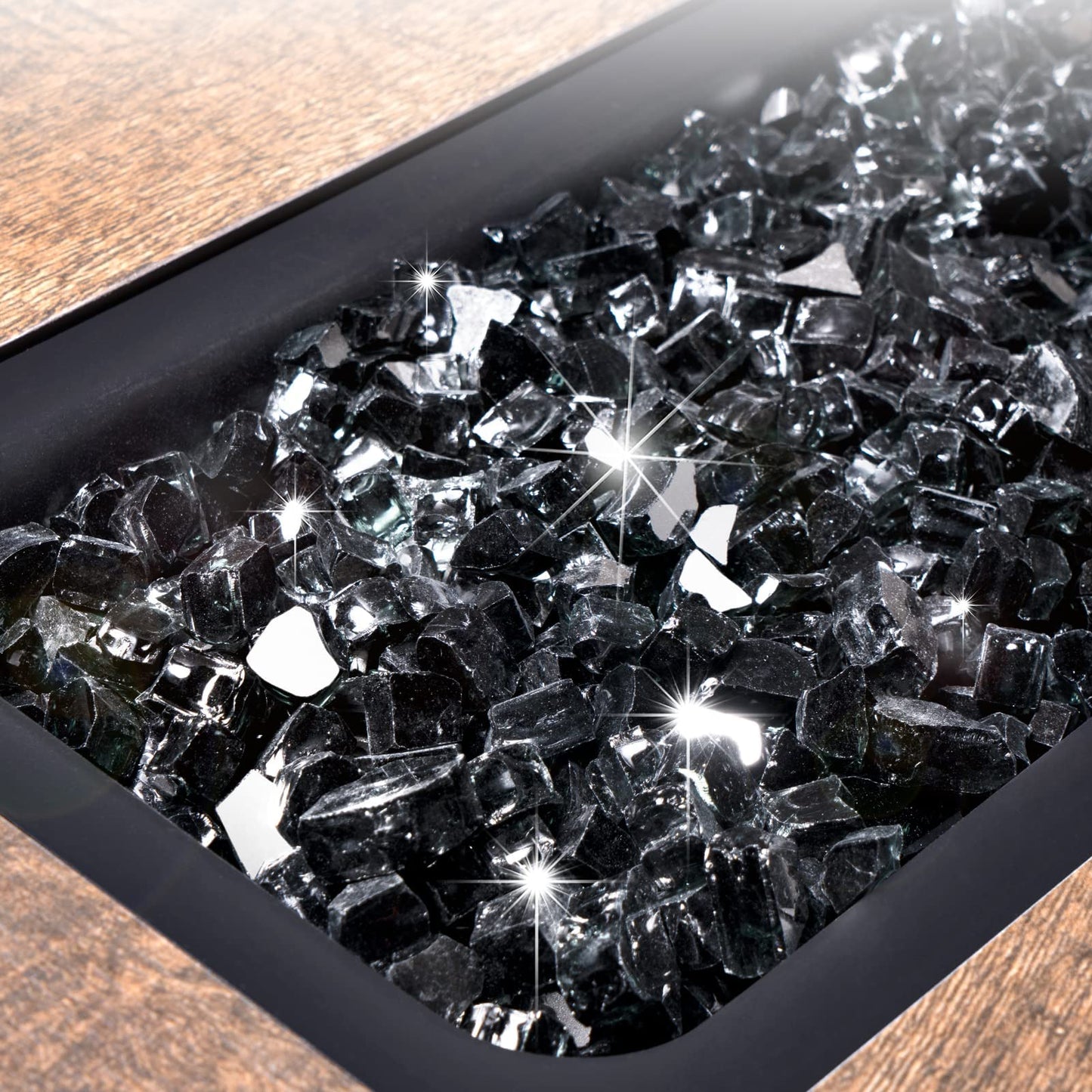GASPRO 20 lbs Black Fire Glass for Fire Pit, 1/2-Inch Reflective Glass Rocks for Propane or Gas Fireplace, Add Ambience to Gatherings and Parties for Outdoors and Indoors