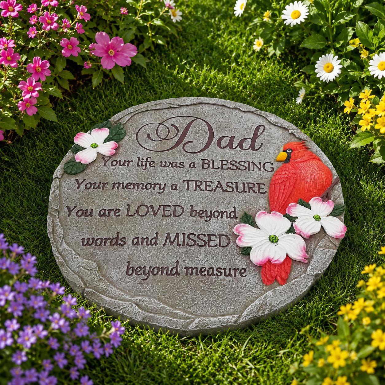 Dad Memorial Stone - Your Life was a Blessing Garden Stepping Stones Memorial Gifts for Loss of Dad Grave Decorations Cemetery Sympathy Gifts for Loss of Father