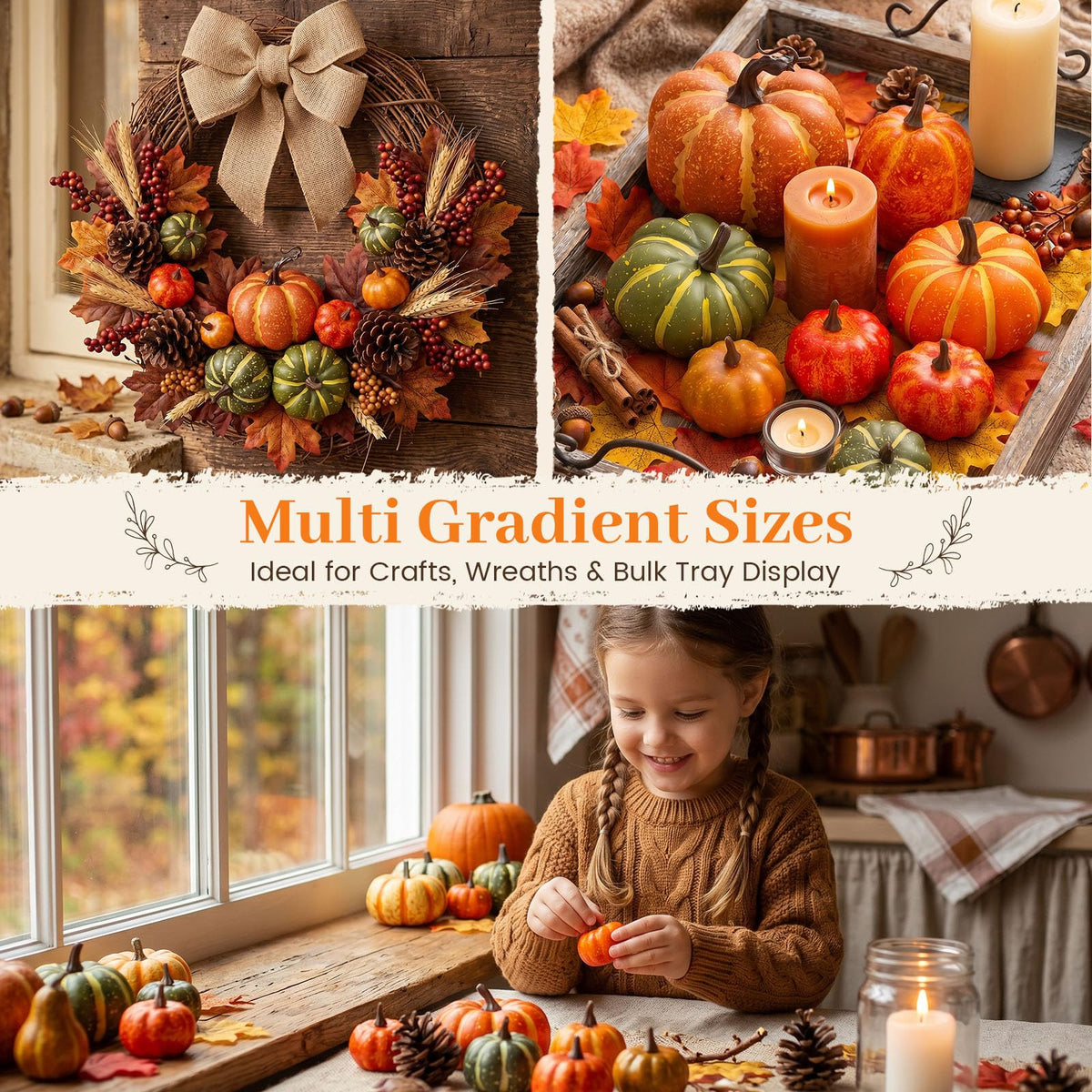 DomeStar 38 PCS Fake Pumpkin Set, 8 PCS Pumpkins for Decorating, Fall Table