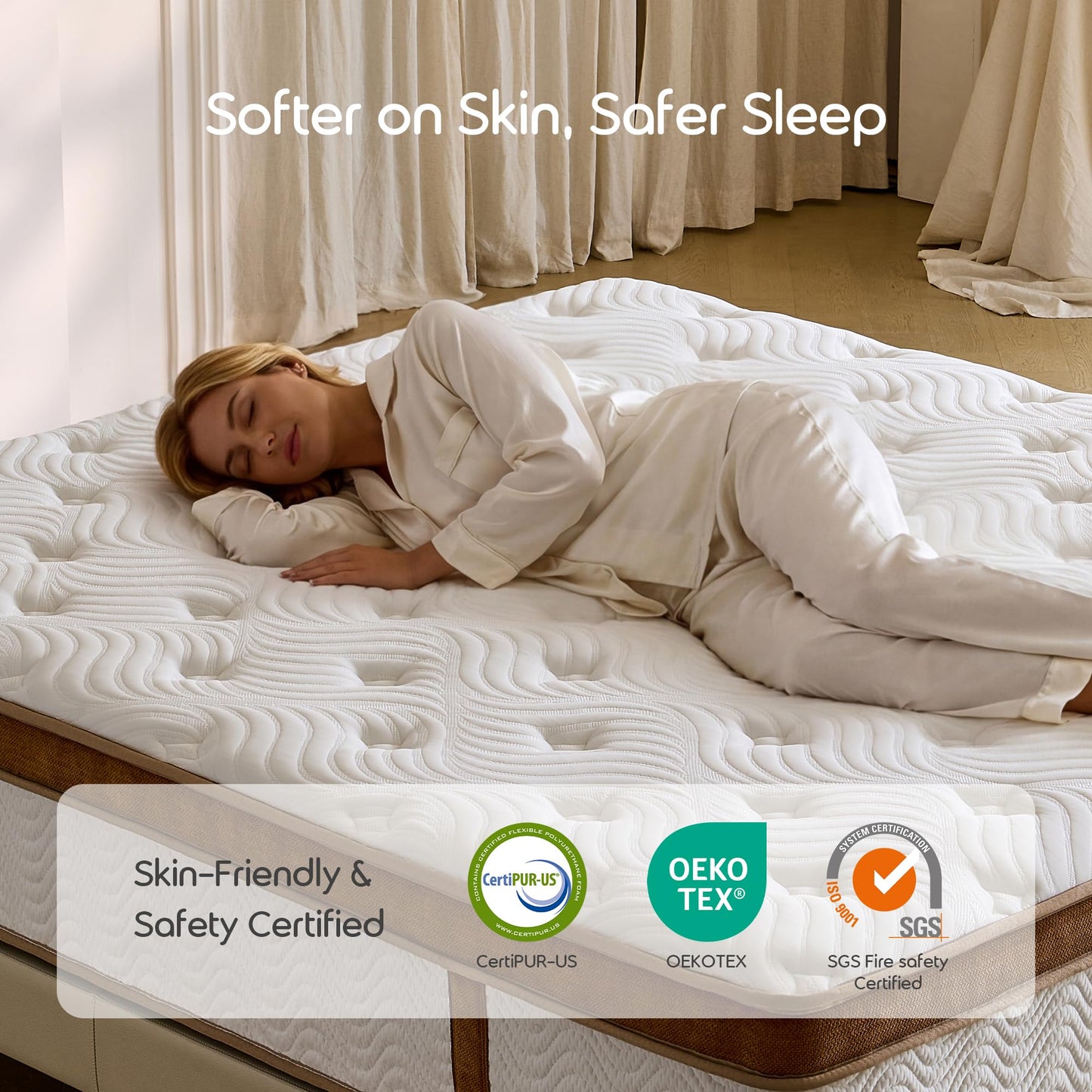ZELBIO Full XL Hybrid Mattress, 12” Cooling Gel Memory Foam Mattress with Pocket Springs, Medium Firm, Breathable, Bed-in-a-Box