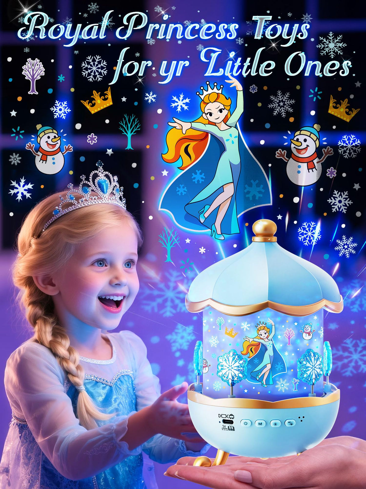 Frozen Toys,Kids Night Light Projector With 19 Films& 15 Music,Frozen Gifts