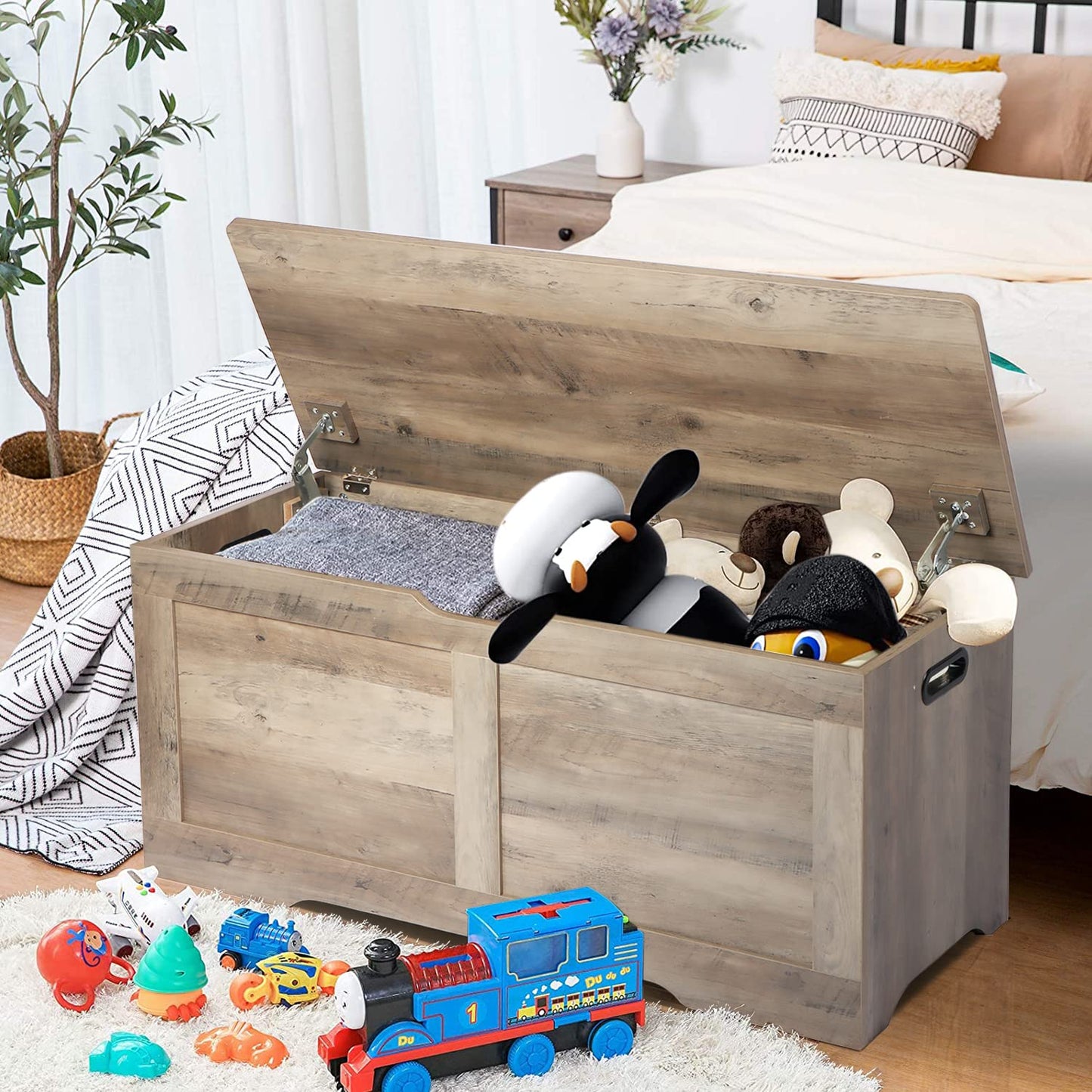 Timberer 39.4" Storage Chest, Wooden Storage Bench, Lift Top Toy Chest