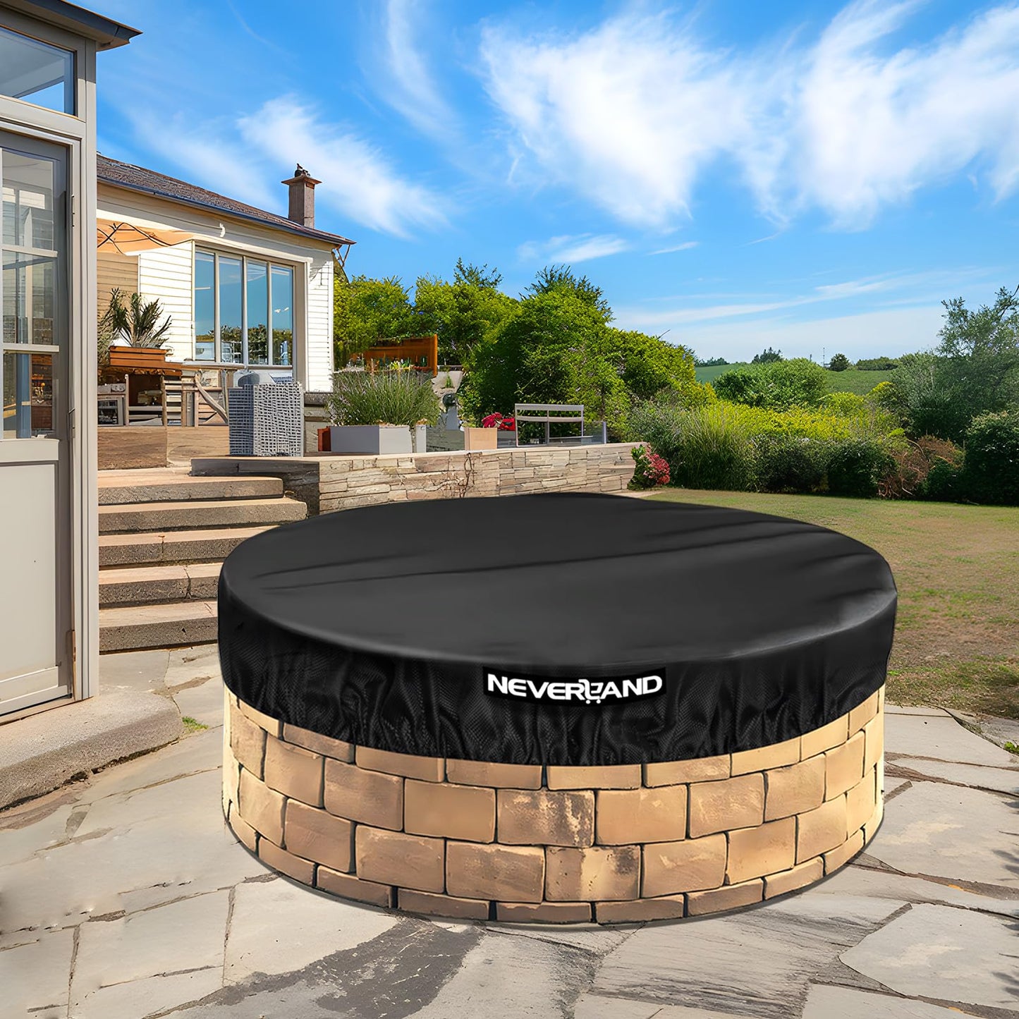 Fire Pit Cover Round, 52-57" Outdoor firepit cover for In-Ground Fire Pits