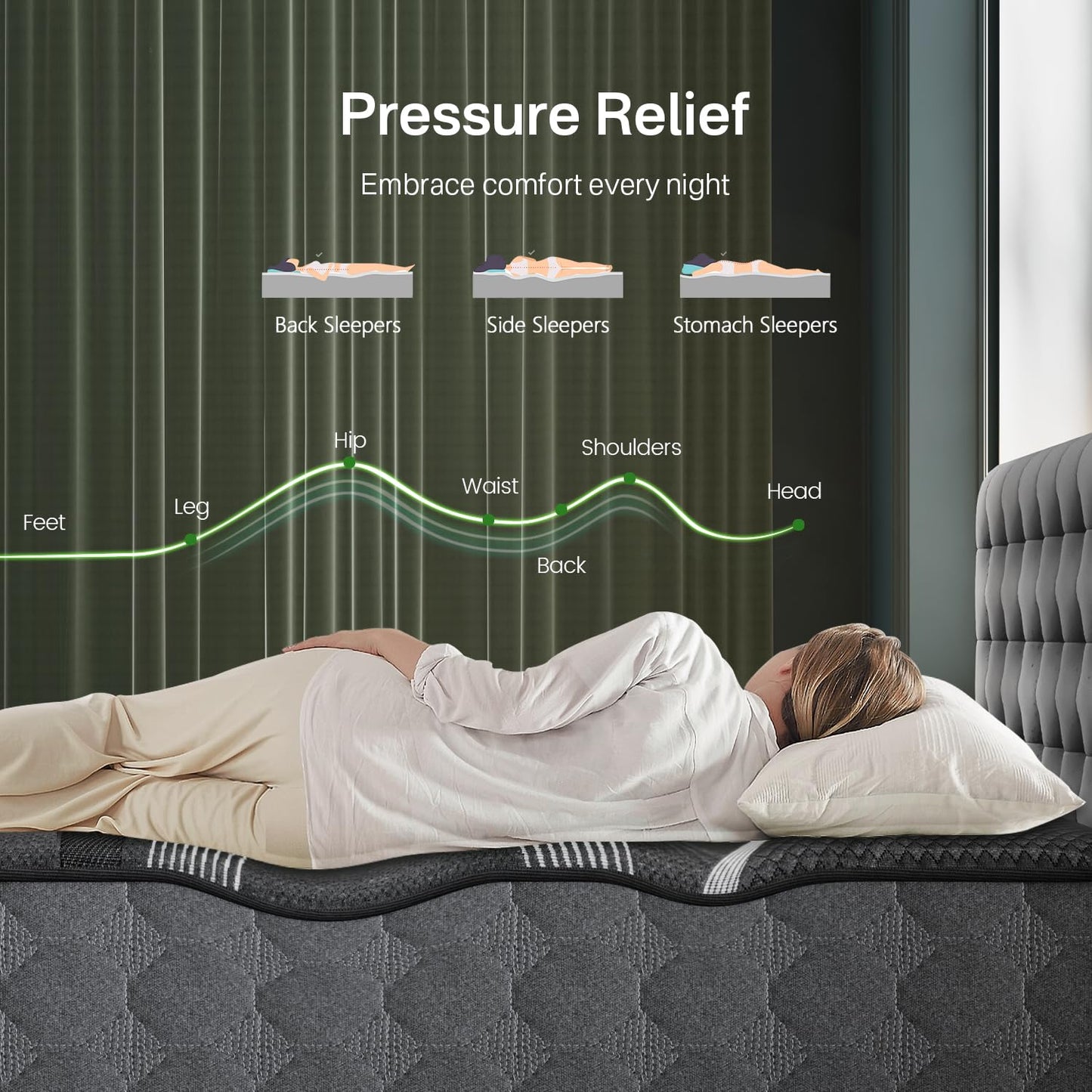 SUAYEA Twin XL Mattress, 8 Inch Luxury Hybrid XL Twin Mattress in a Box, Cooling-Gel Memory Foam & Individual Pocket Springs, Pressure Relief, Medium Firm, Fiberglass-Free, 365-Night Trial