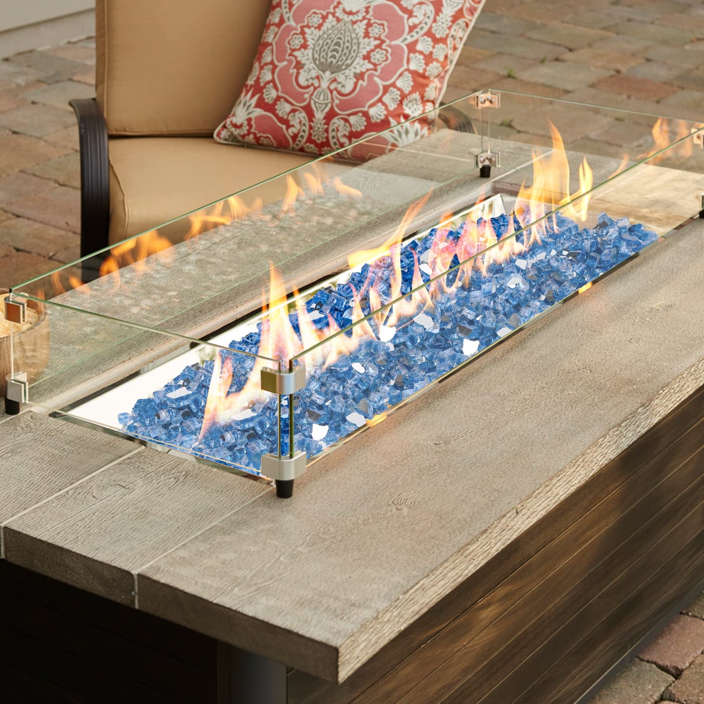 Mr. Fireglass 10lb High Luster Fire Glass, 1/4 Inch Reflective Pacific Blue