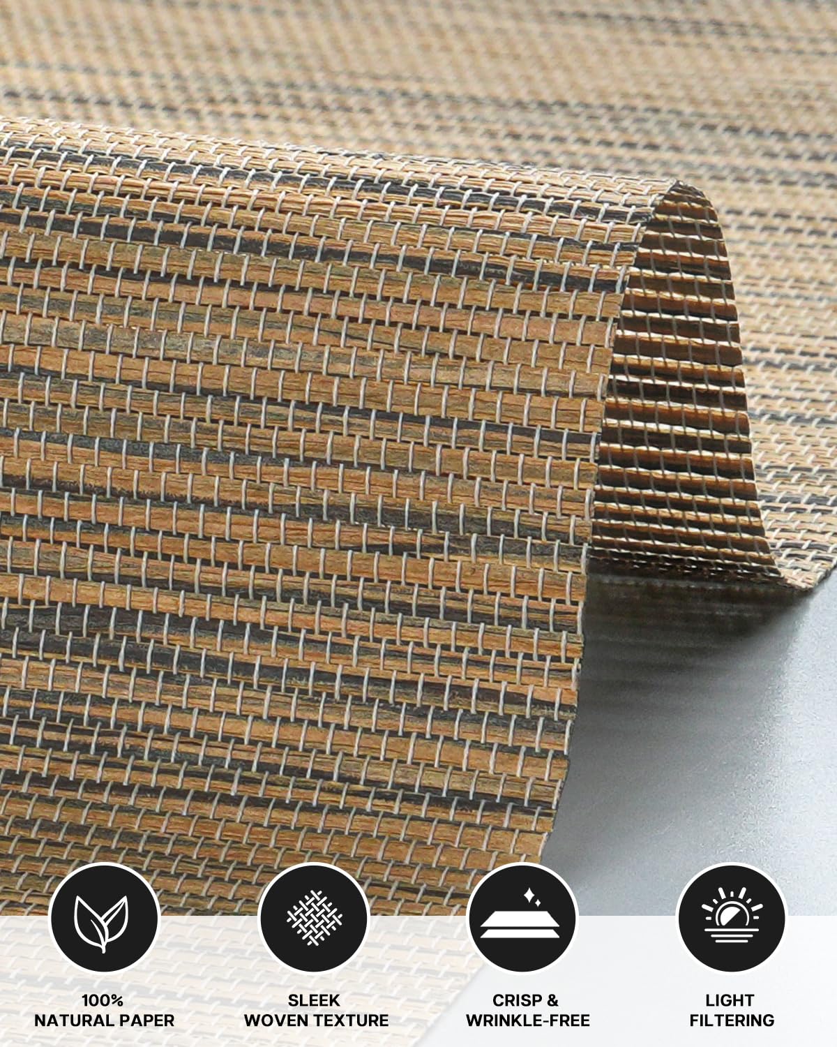 Lazblinds Woven Texture Paper Vertical Blinds, SleekLoom Khaki