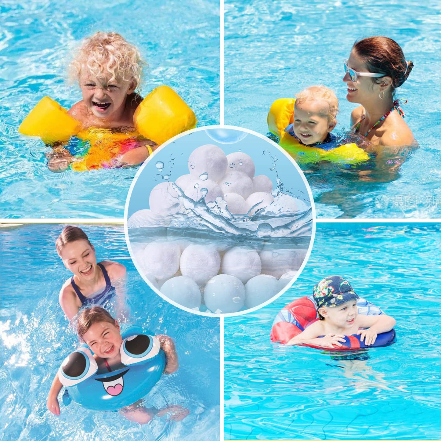 SETHVILL 3.1 lbs Pool Filter Balls for Sand Filter, Eco-Friendly Reusable Pool Fiber Filter Balls Replace Pool Filter Sand, Pool Filter Media Balls for Swimming Pool (Equals 100 lbs Pool Filter Sand)