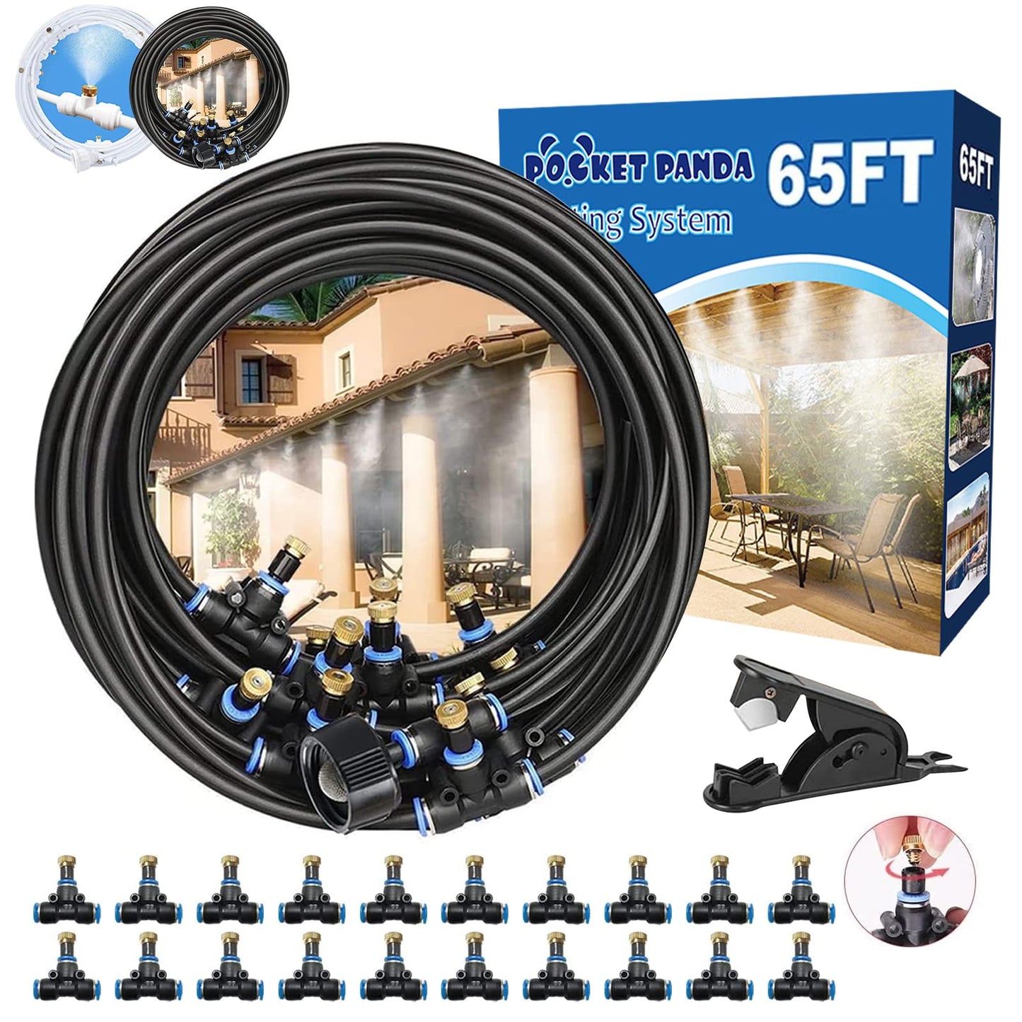 Misters for Outside Patio, 65FT|20M Outdoor Water Misting Cooling System.