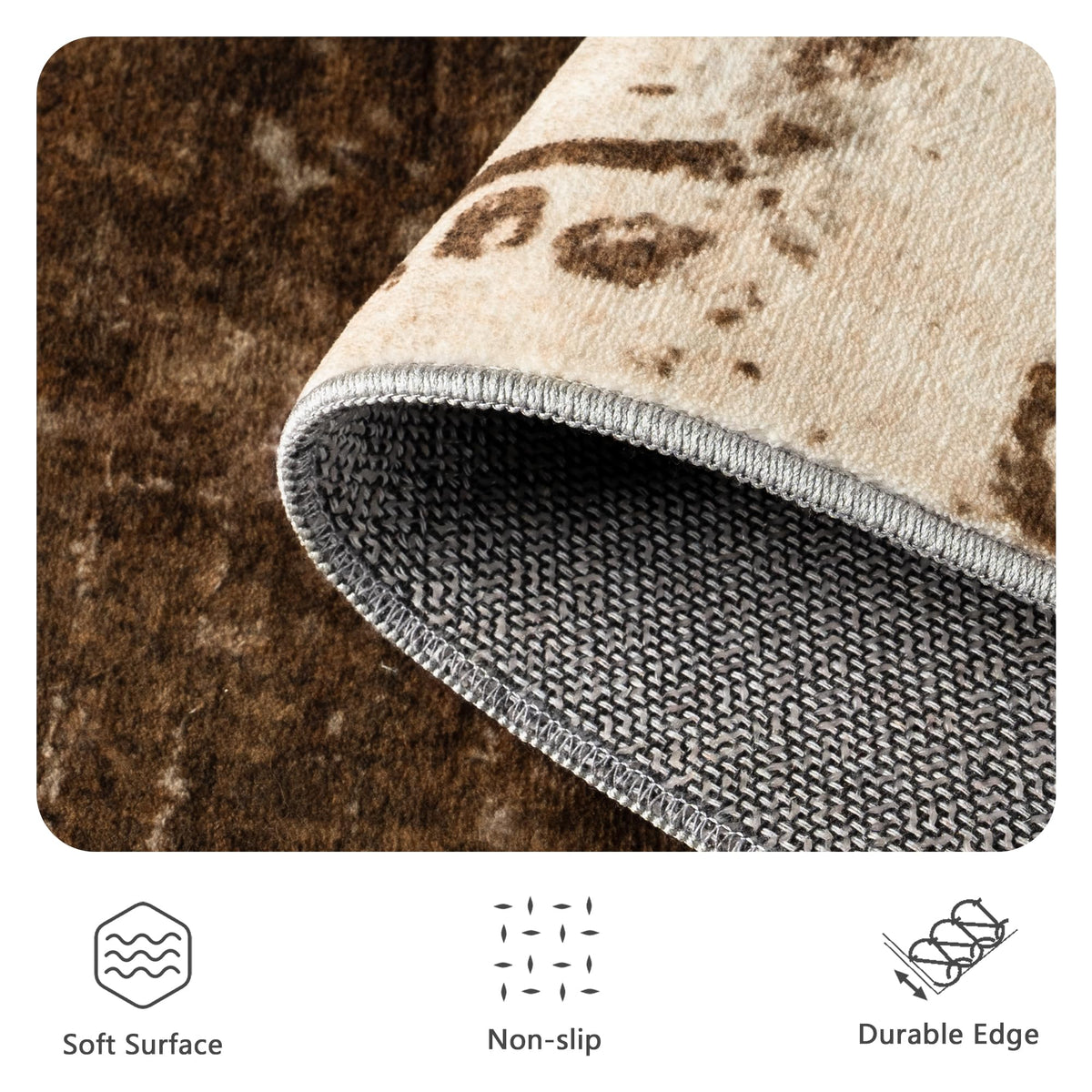 Yarooge 8x10 Rugs for Living Room - Modern Abstract Low Pile Washable Rug, Ultra Soft Non Slip Large Rugs, Floor Carpet for Bedroom Dining Room Office Laundry Nursery Home(Brown)