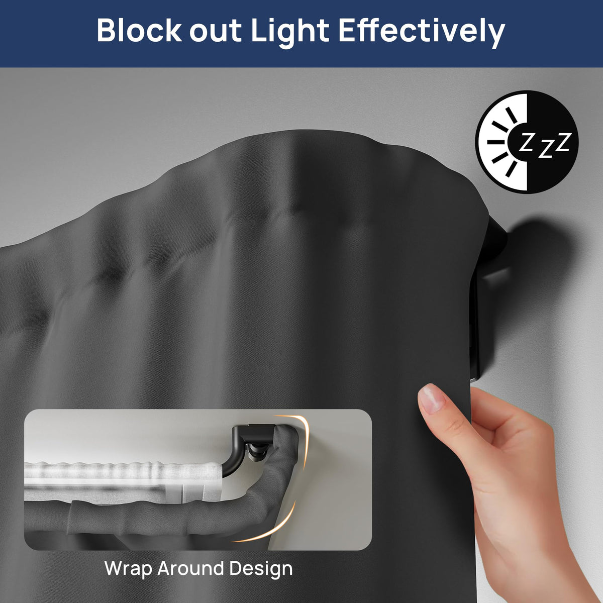 ENJOYBASICS 48-84" Double Curtain Rod for Blackout, Quick Release, Black